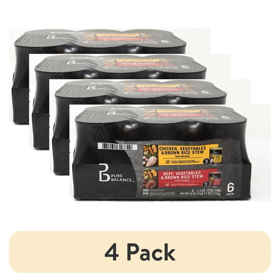(4 pack) Pure Balance Beef Stew and Chicken Stew Wet Dog Food Variety Pack, 12.5 oz Cans (6 Pack)