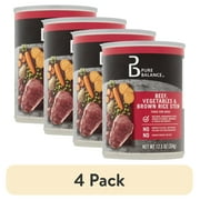 (4 pack) Pure Balance Grain-Free Formula Beef Wet Dry Dog Food 12.5 oz Can