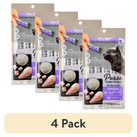 (4 pack) Pure Balance Chicken Puree Gourmet Cat Treats, 0.5 oz, 4 Count