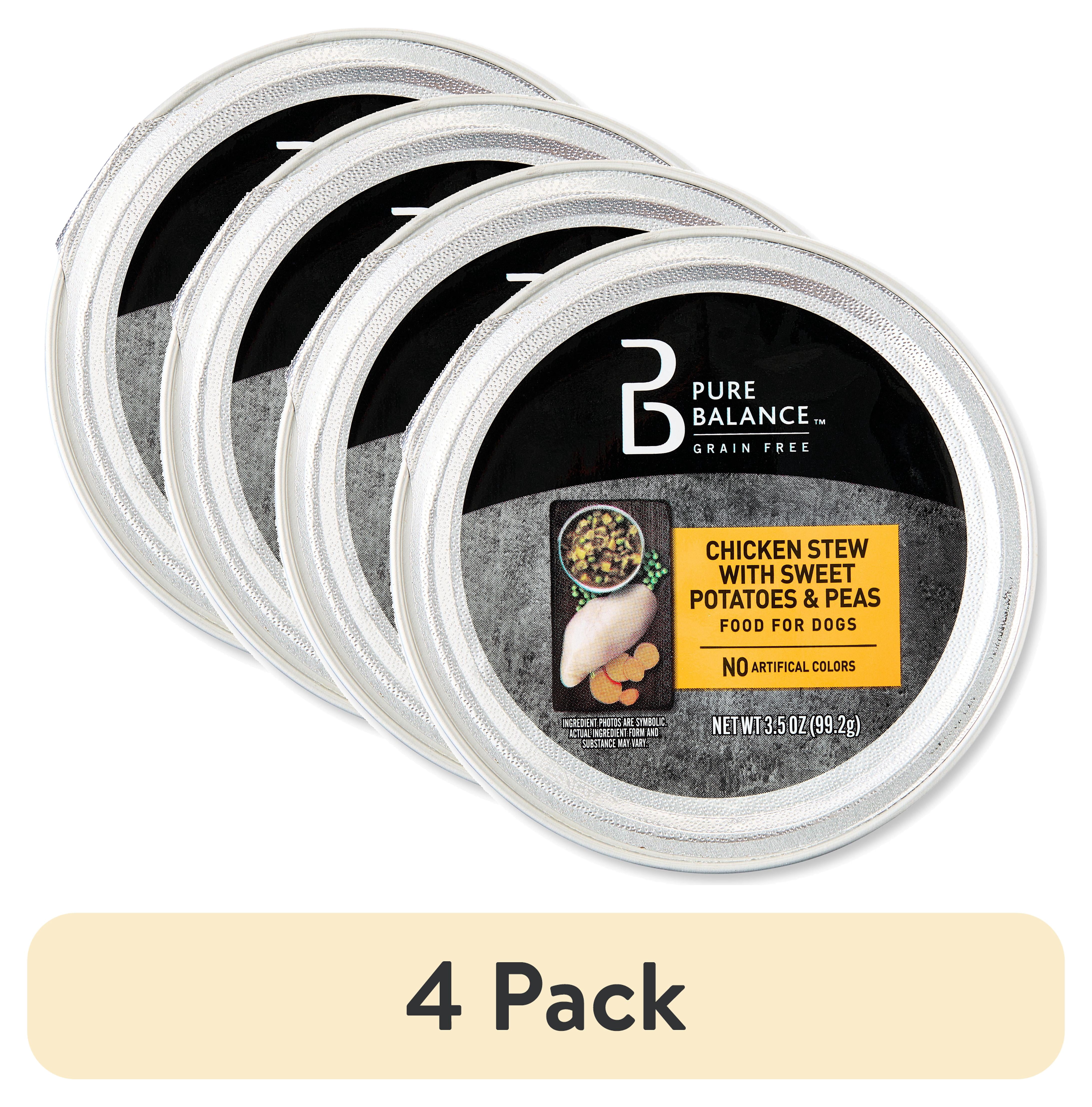 (4 pack) Pure Balance Chicken Stew with Sweet Potatoes & Peas Grain-Free Wet Dog Food, 3.5 oz Tray