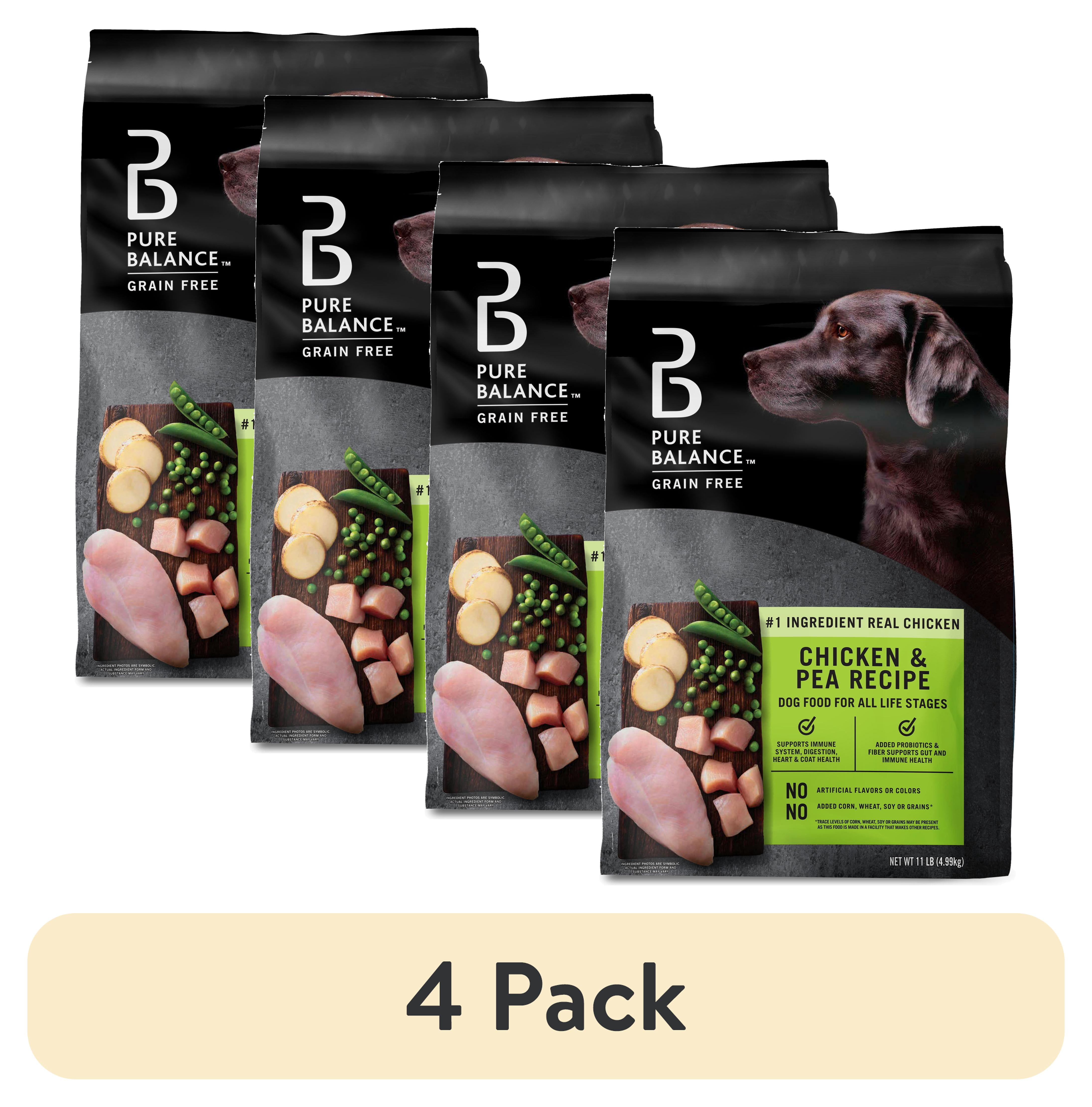 (4 pack) Pure Balance Grain-Free Chicken and Pea Recipe Dry Dog Food, 24 lbs
