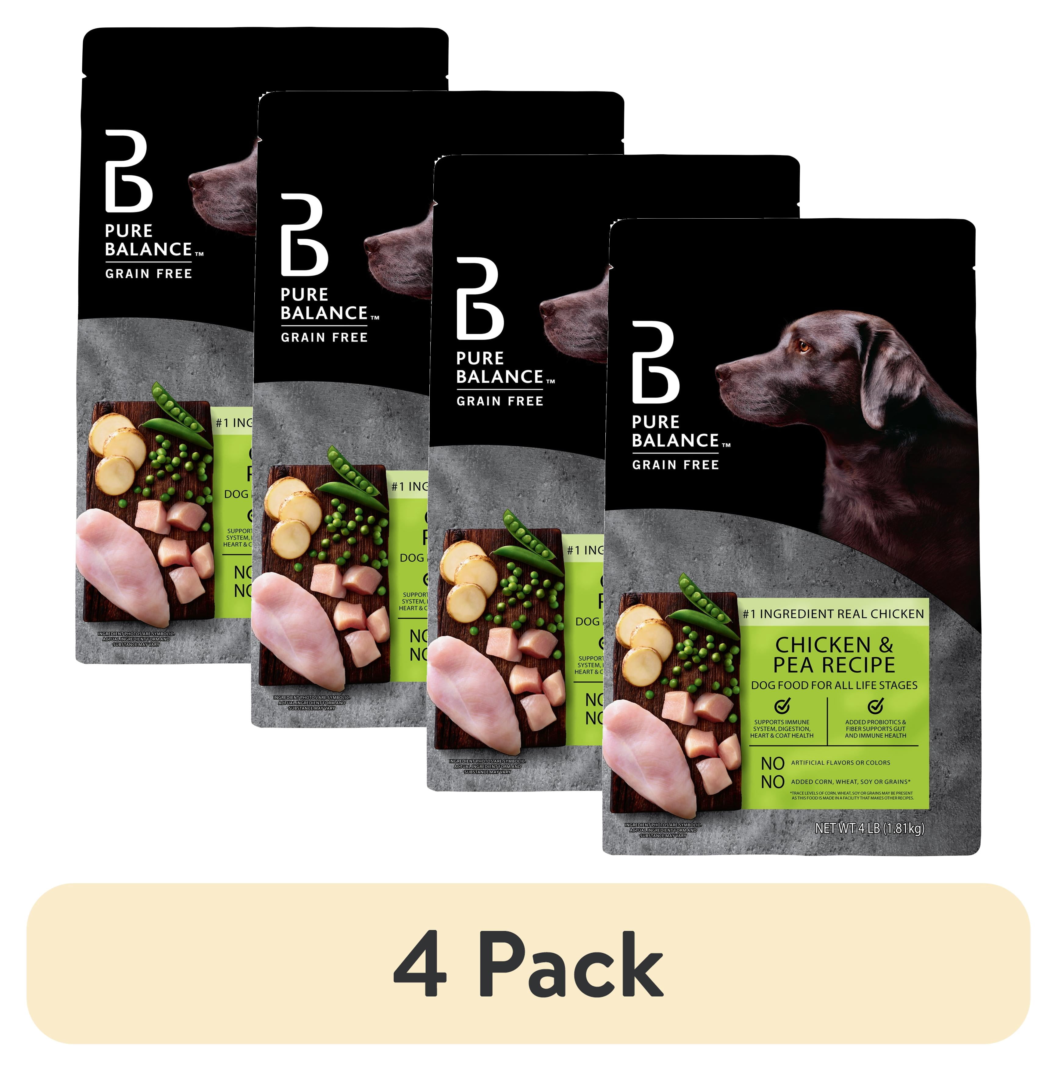 (4 pack) Pure Balance Grain-Free Chicken and Pea Recipe Dry Dog Food, 4 lb