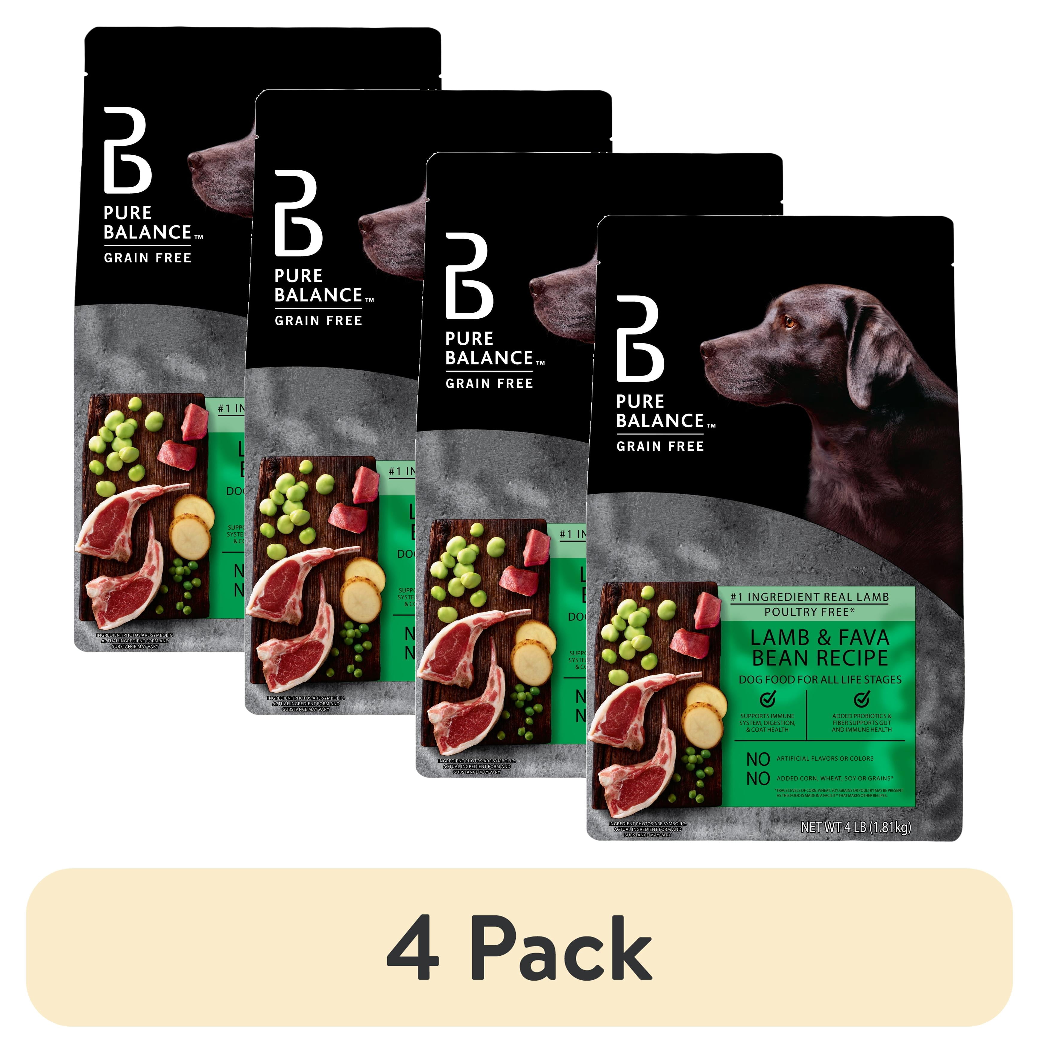 (4 pack) Pure Balance Grain-Free & Poultry-Free Lamb & Fava Bean Recipe Dry Dog Food, 4 lbs