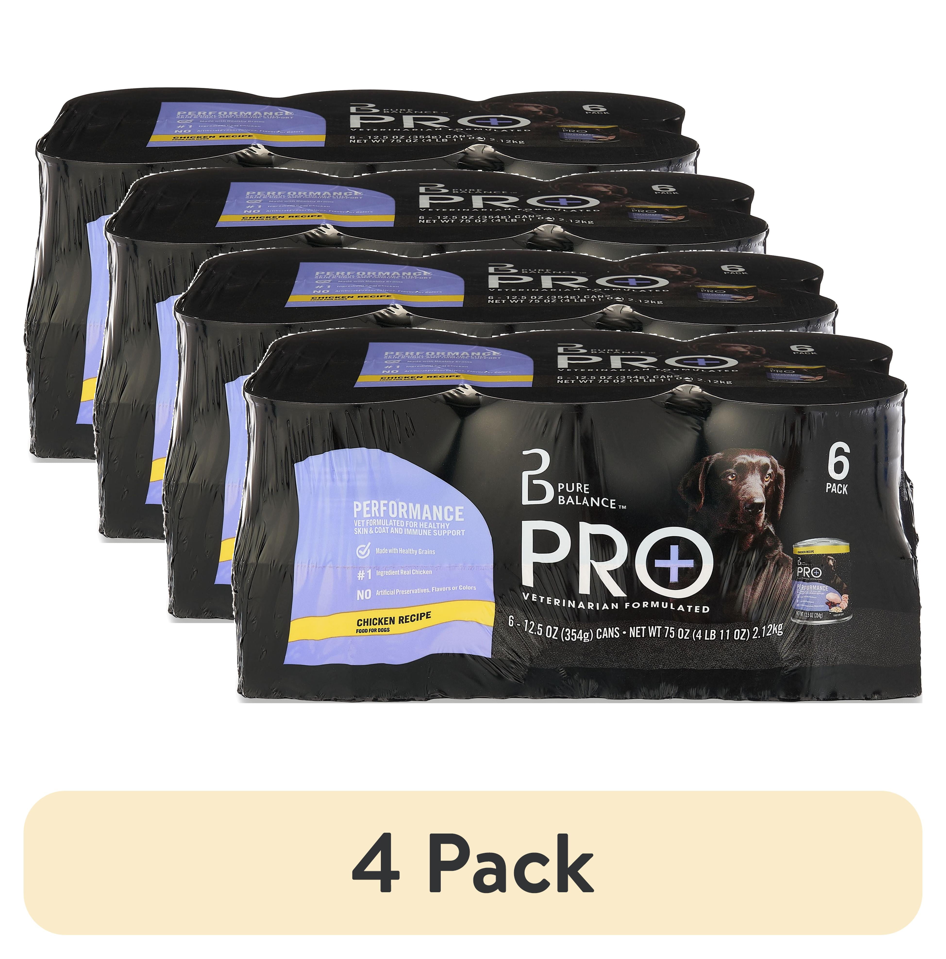 (4 pack) Pure Balance Pro+ Chicken Recipe Wet Dog Food for Performance, 12.5 oz Cans (6 Pack)