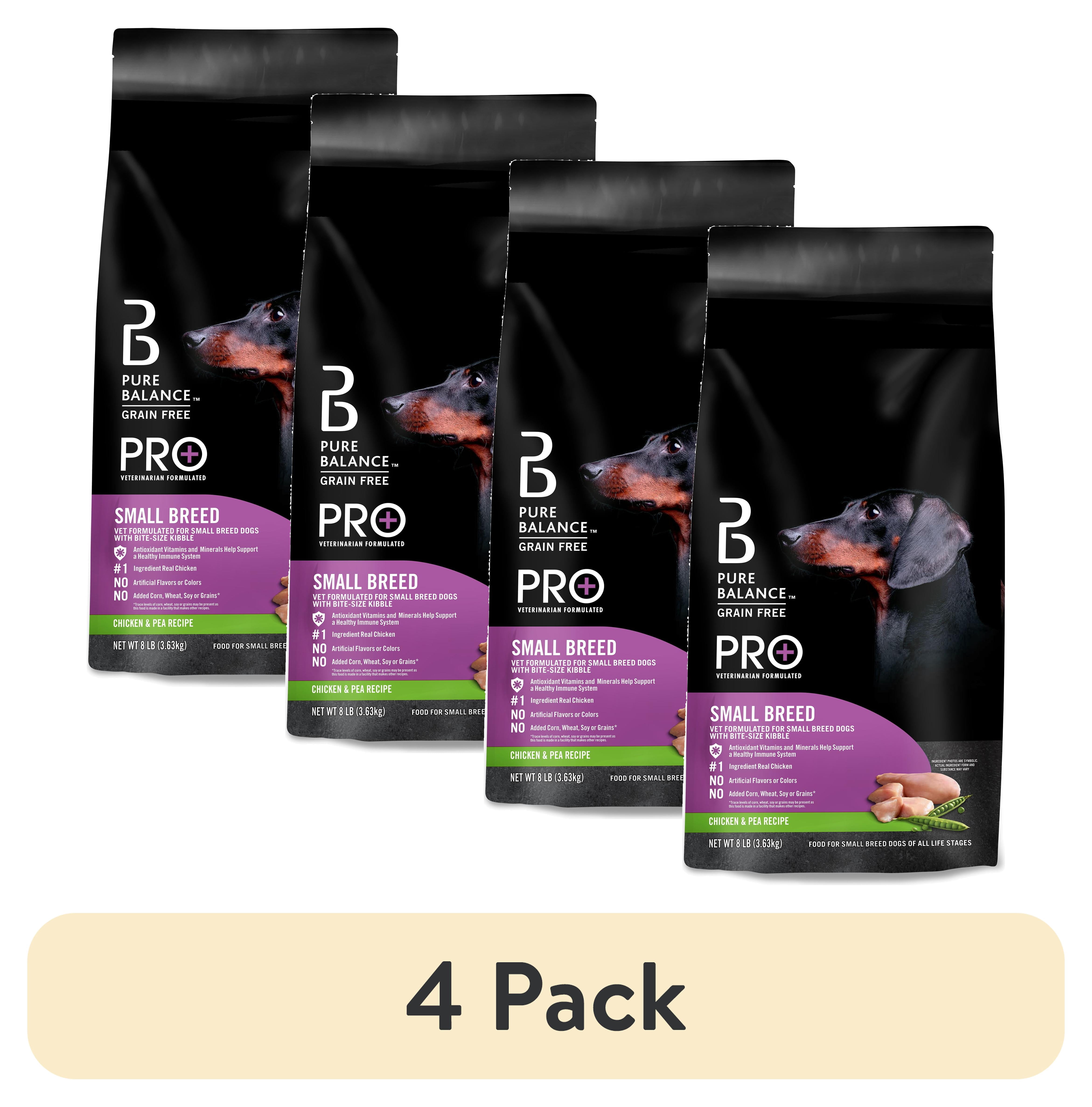 (4 pack) Pure Balance Pro+ Small Breed Chicken and Pea Recipe Dry Dog Food, 8 lb