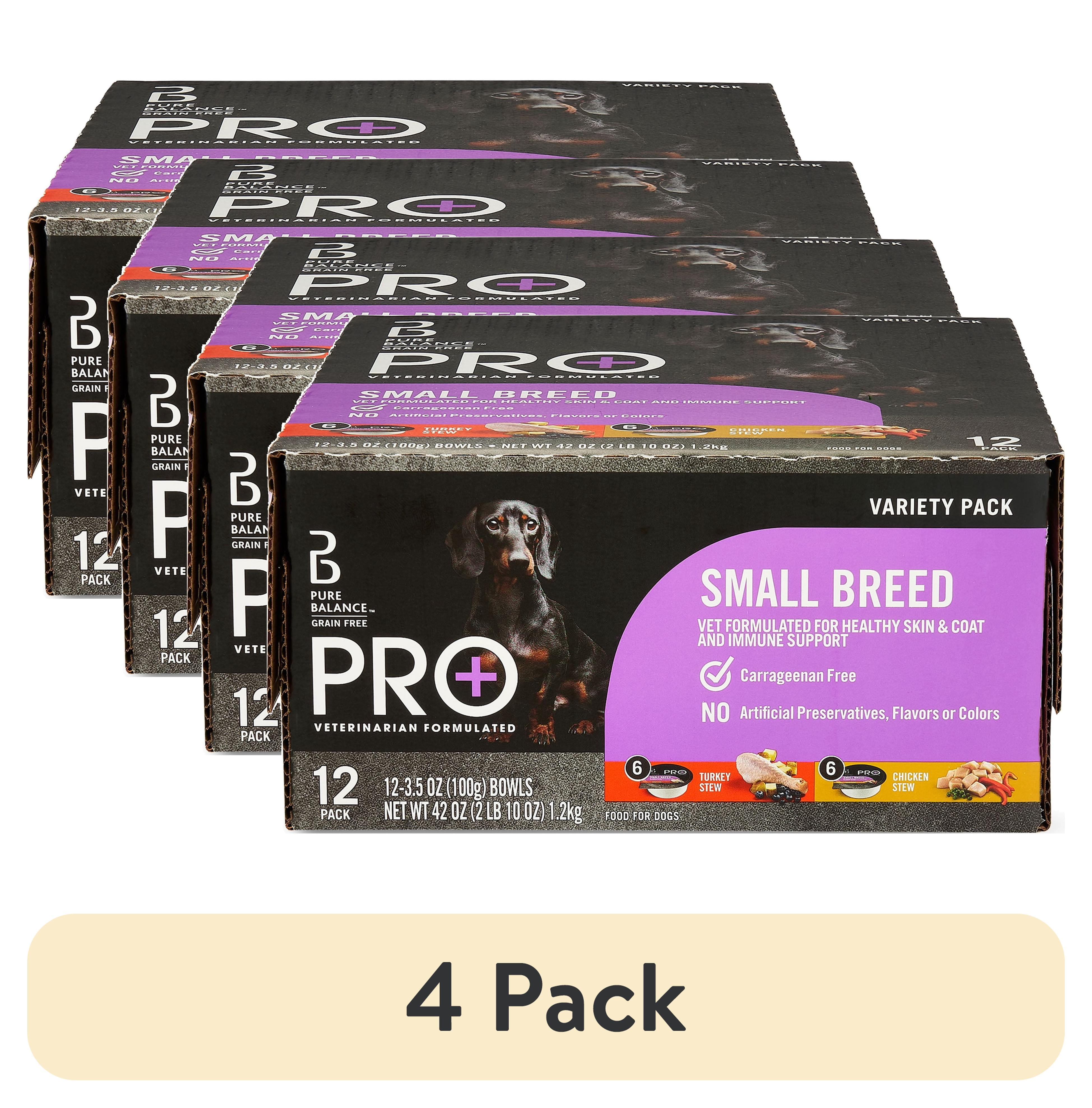 (4 pack) Pure Balance Pro+ Small Breed Turkey and Chicken Stew Variety Pack Wet Dog Food, 3.5 oz Cups, 12 Pack