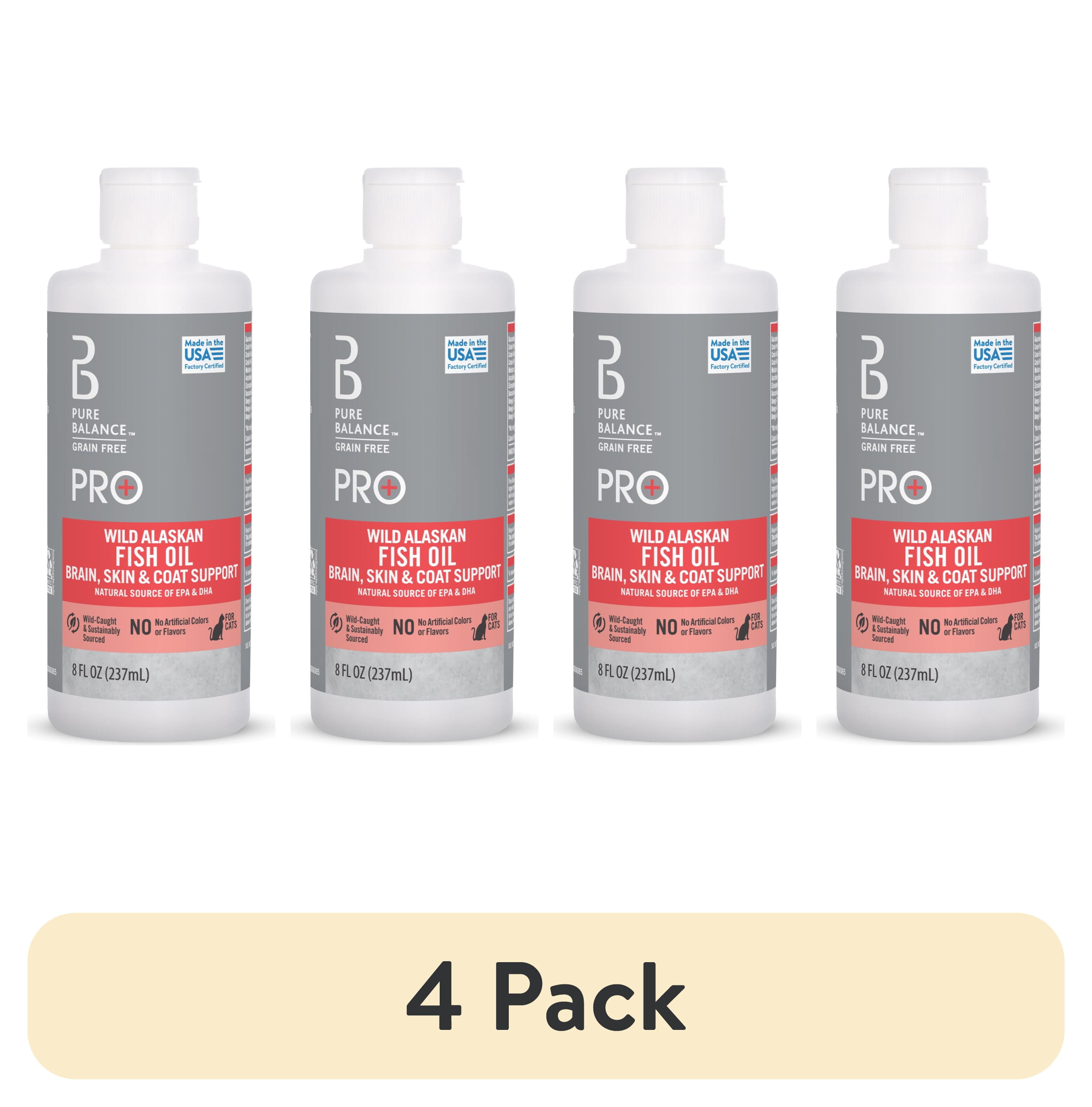 (4 pack) Pure Balance Pro+ Wild Alaskan Fish Oil Supplement for Cats, 8 fl oz
