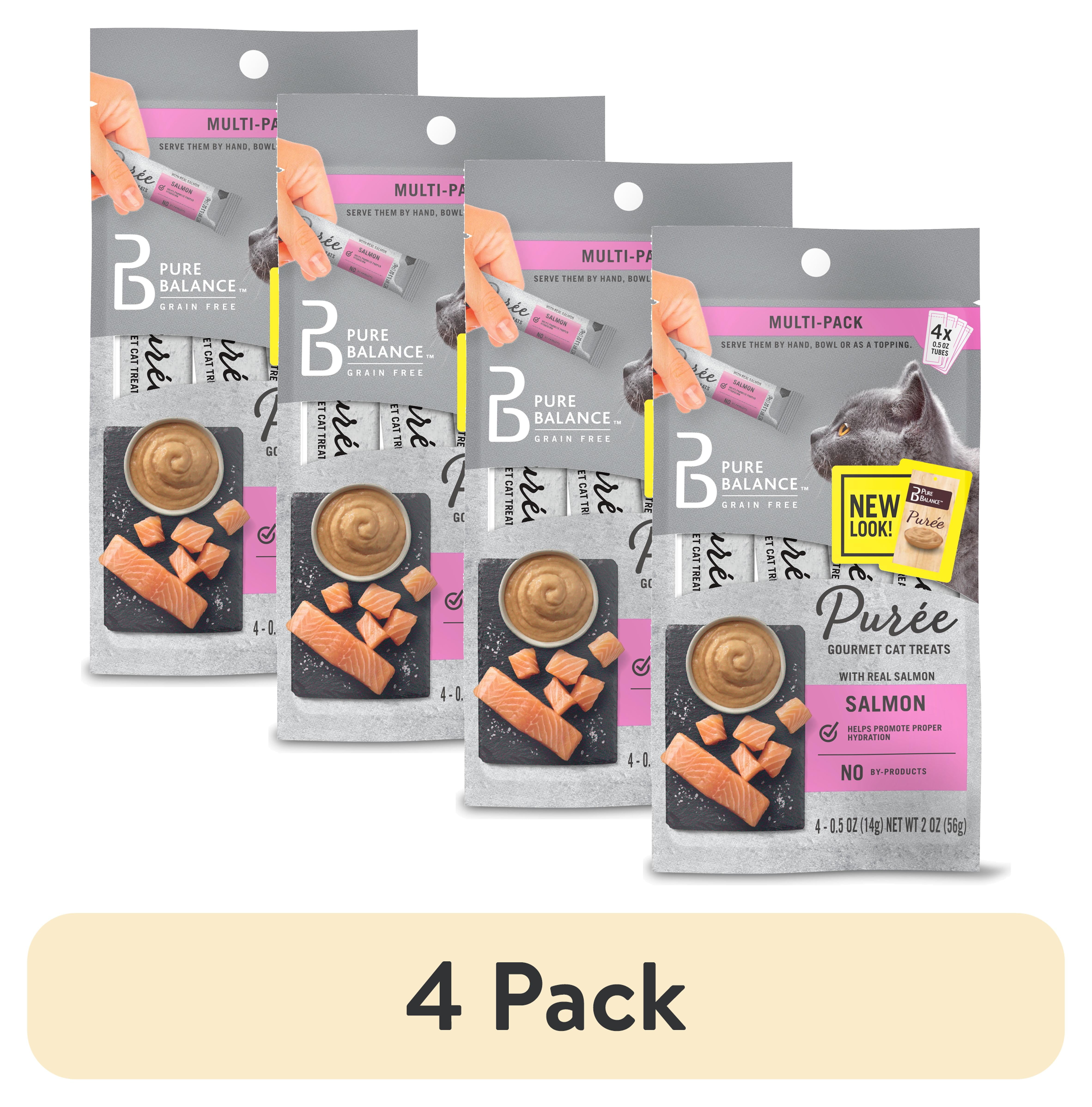 (4 pack) Pure Balance Salmon Puree Gourmet Cat Treats, 0.5 oz, 4 Count