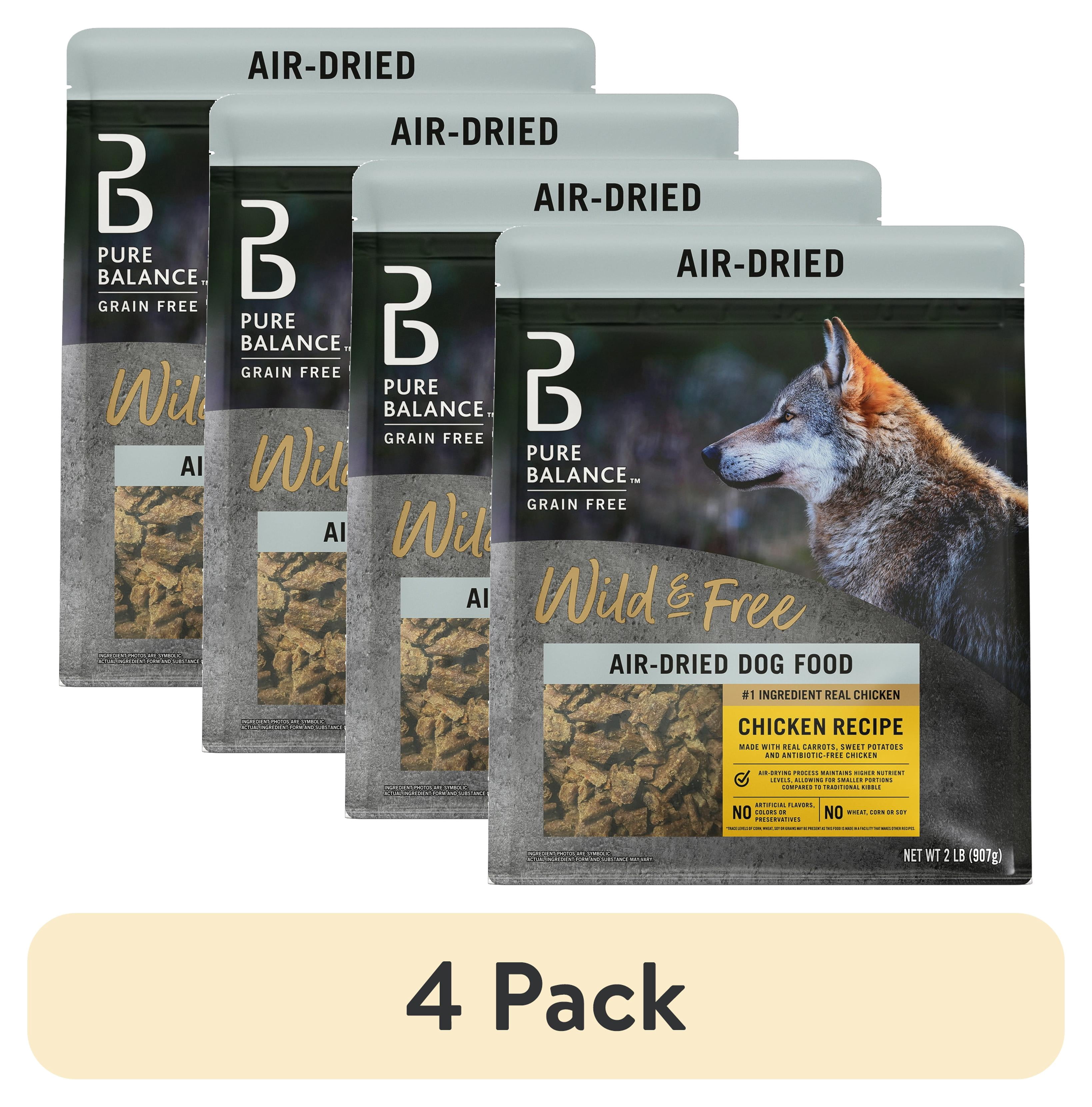 (4 pack) Pure Balance Wild & Free Air-Dried Dog Food, Chicken Recipe, 2 lb
