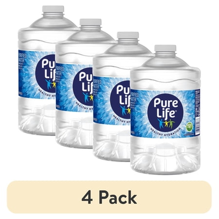 (4 pack) Pure Life Purified Water, 3 Liter, Single Plastic Jug
