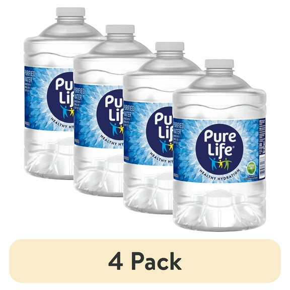 (4 pack) Pure Life Purified Water, 3 Liter, Single Plastic Jug
