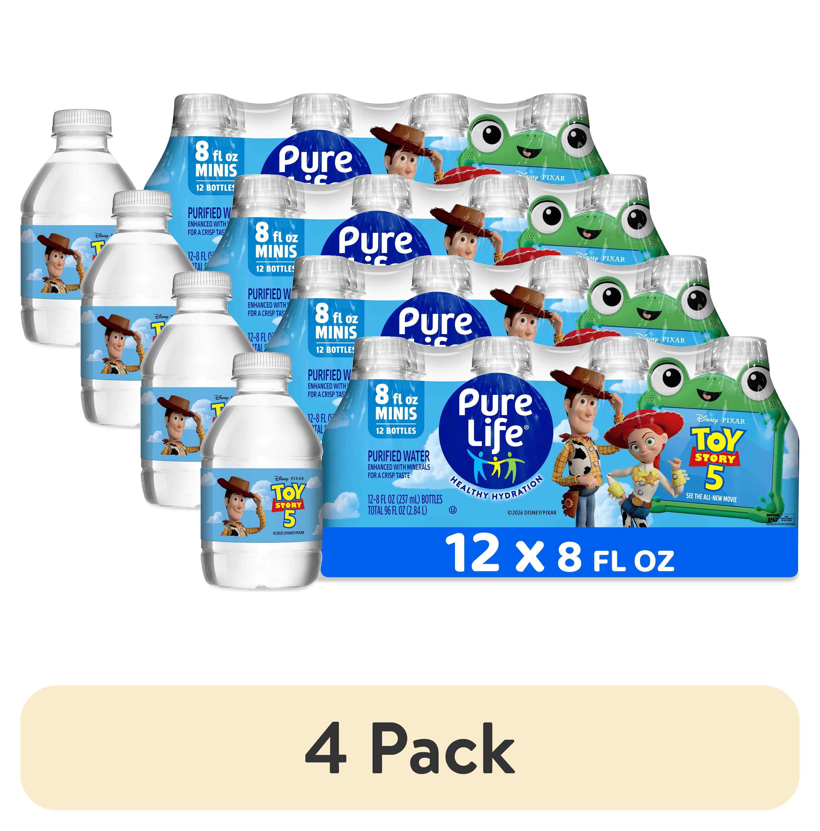 (4 pack) Pure Life Purified Water, 8 fl oz, 12-pack Plastic Bottles