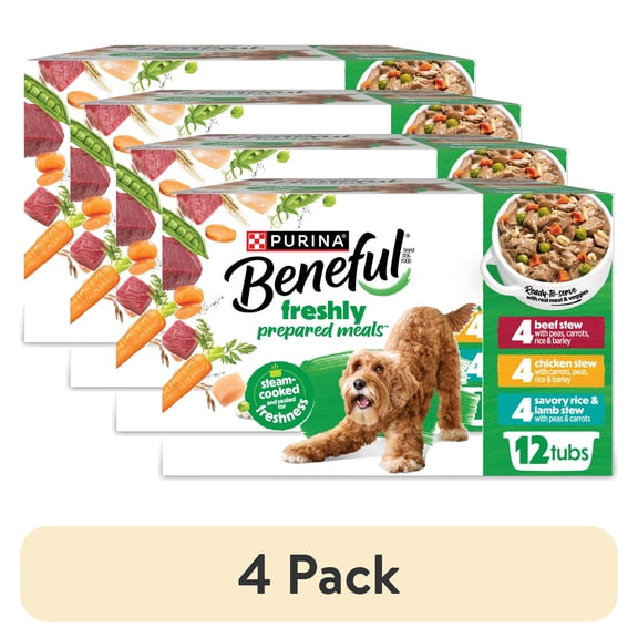 (4 pack) Purina Beneful Dog Food Freshly Prepared Meals Variety Pack Wet Dog Food with Gravy