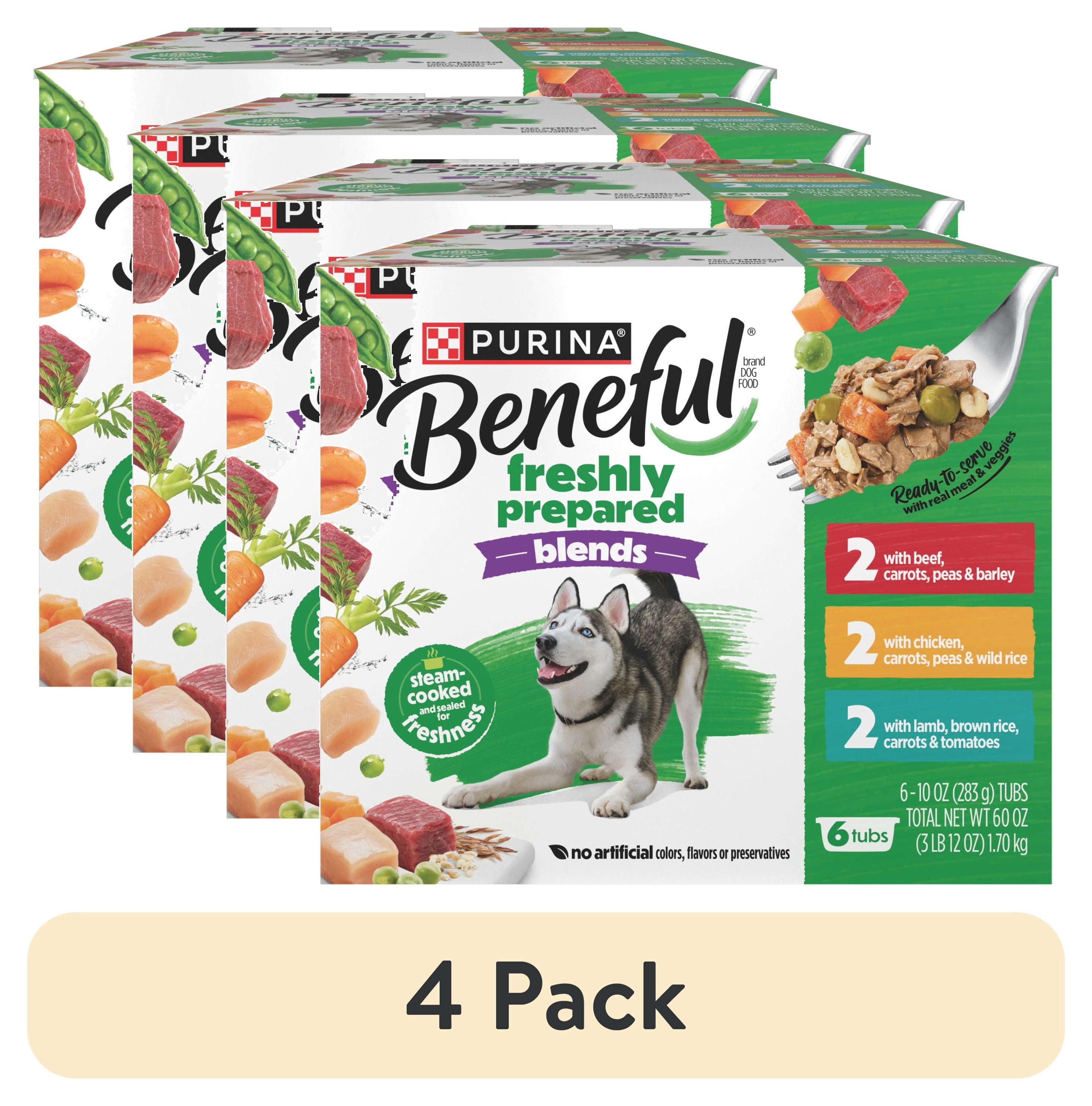 (4 pack) Purina Beneful Freshly Prepared Blends Wet Dog Food Variety Pack With Beef, Chicken, or Lamb Dog Food, 10 oz.