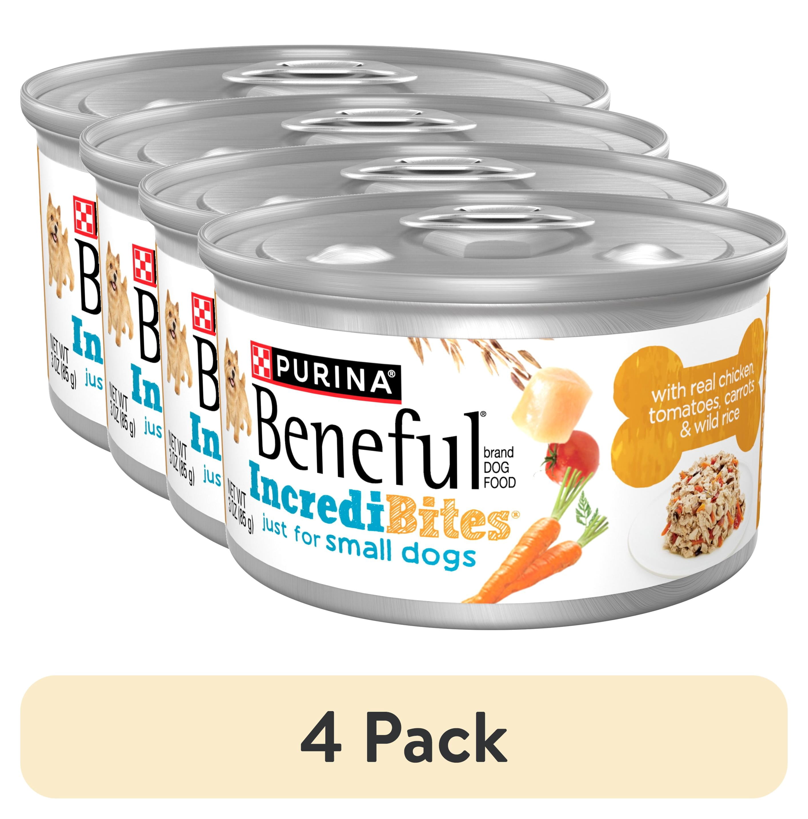 (4 pack) Purina Beneful Small Breed Wet Dog Food in Gravy, IncrediBites With Real Chicken, 3 oz.