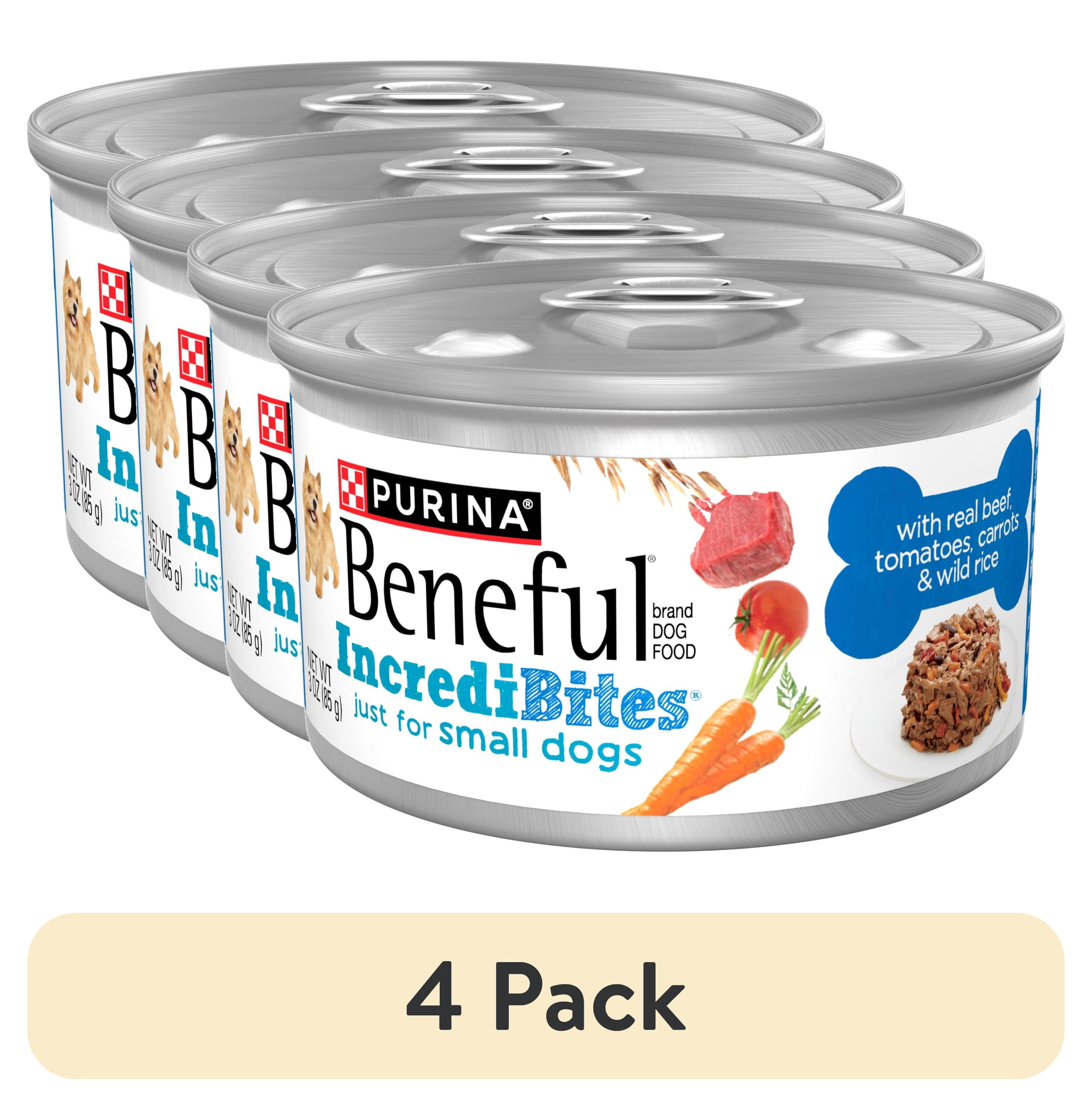 (4 pack) Purina Beneful Small Breed Wet Dog Food in Gravy, IncrediBites With Real Beef, 3 oz.