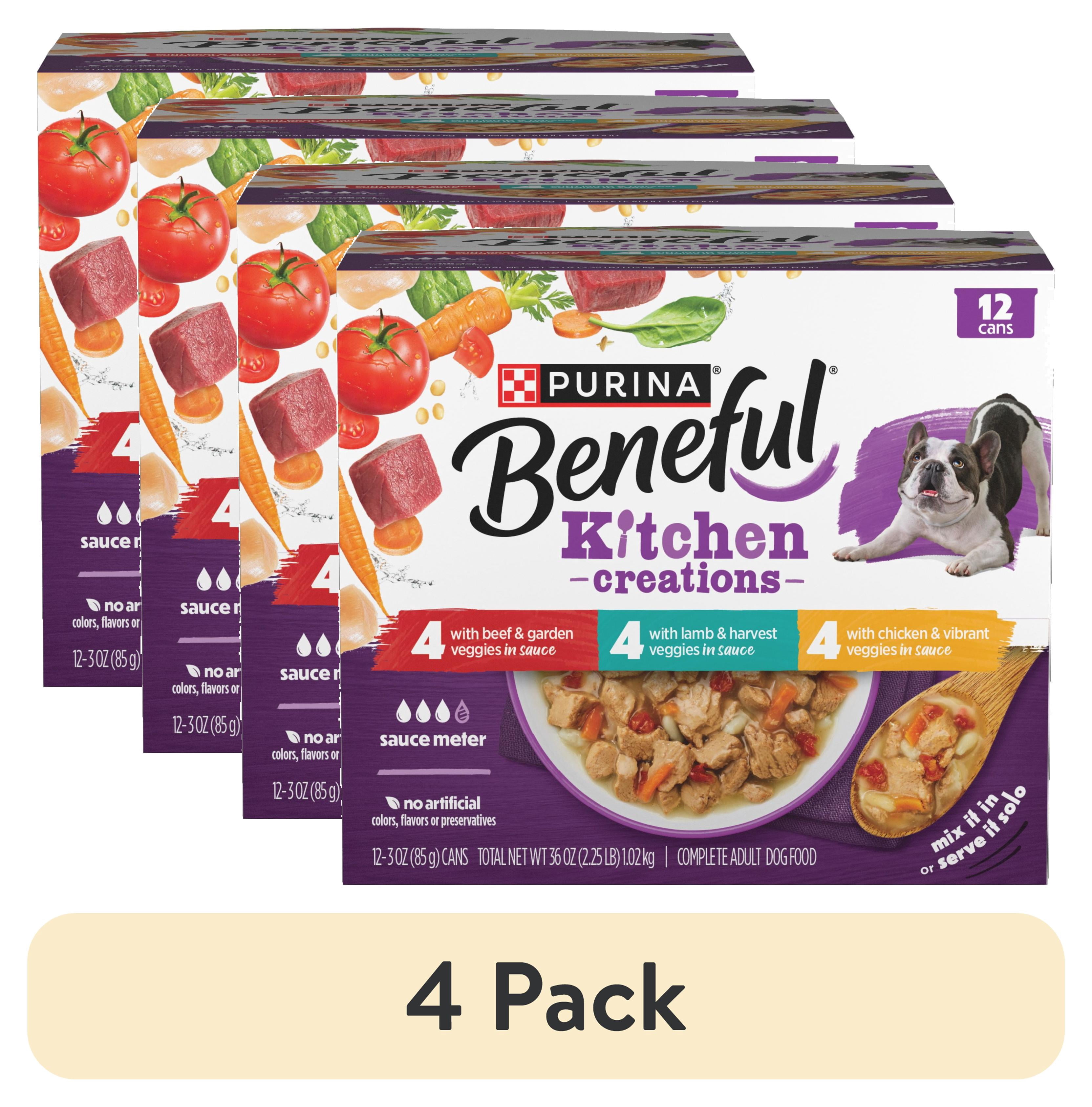 (4 pack) Purina Beneful Kitchen Creations With Beef, Chicken, or Lamb Wet Dog Food Variety Pack, 3 oz Cans (12 Pack)