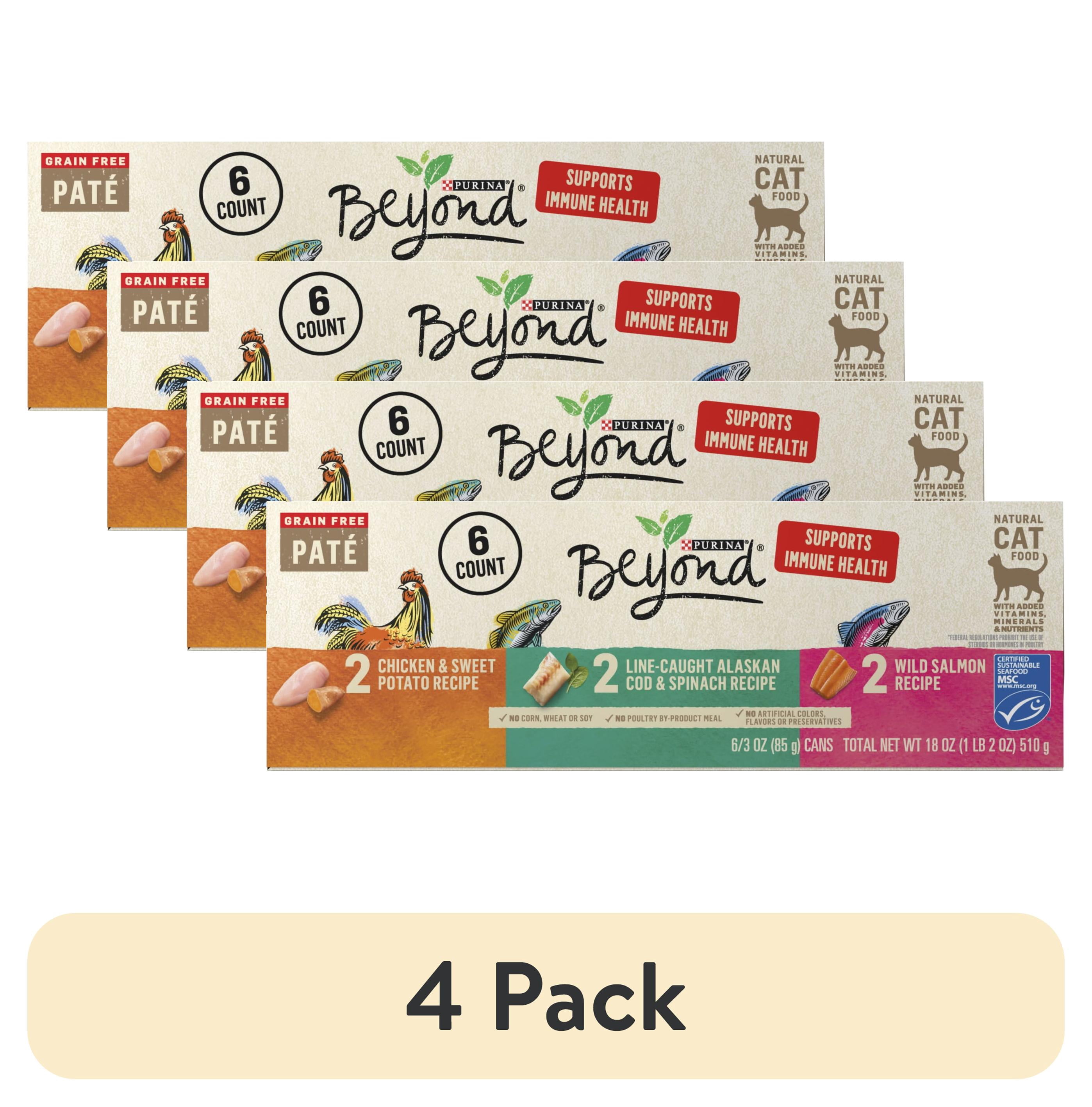 (4 pack) (6 Pack) Purina Beyond Grain Free, Natural Pate Wet Cat Food, Grain Free Pate Variety Pack, 3 oz. Cans
