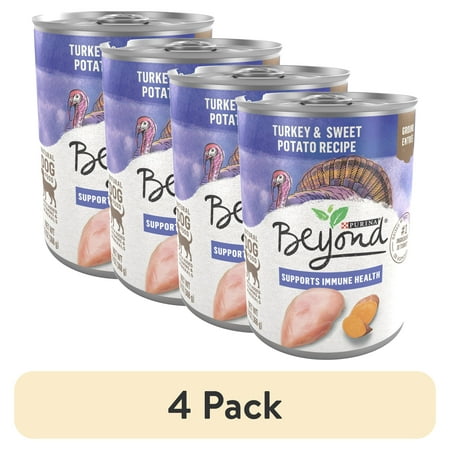(4 pack) Purina Beyond Ground Entree Wet Dog Food Natural Soft Grain Free Turkey & Sweet Potato, 13 oz Can