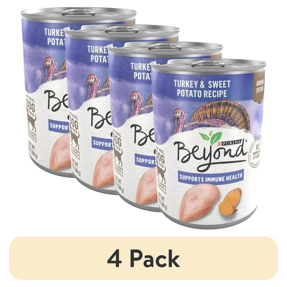 (4 pack) Purina Beyond Ground Entree Wet Dog Food Natural Soft Grain Free Turkey & Sweet Potato, 13 oz Can