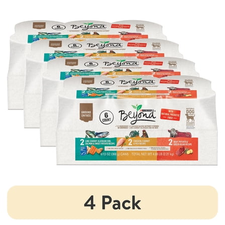 (4 pack) Purina Beyond Ground Entree Wet Dog Food Real Soft Alaskan Cod, Chicken & Beef, 13 oz Cans (6 Pack)