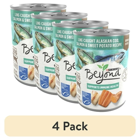 (4 pack) Purina Beyond Natural Wet Dog Food Grain Free Soft Alaskan Cod, Salmon & Potato, 13 oz Can