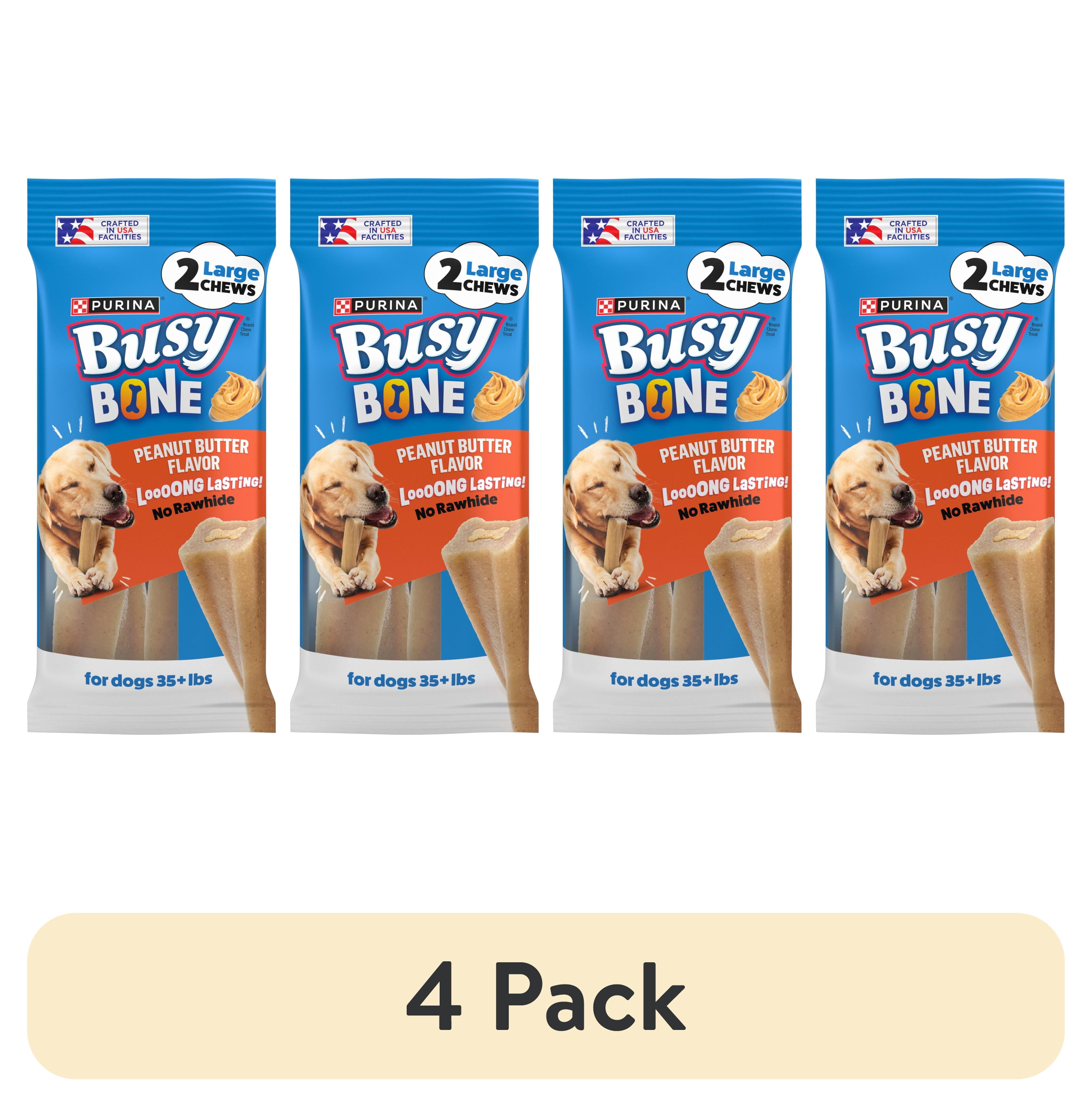 (4 pack) Purina Busy Bone Adult Dog Chew Bone Treats, Peanut Butter, 7 oz.