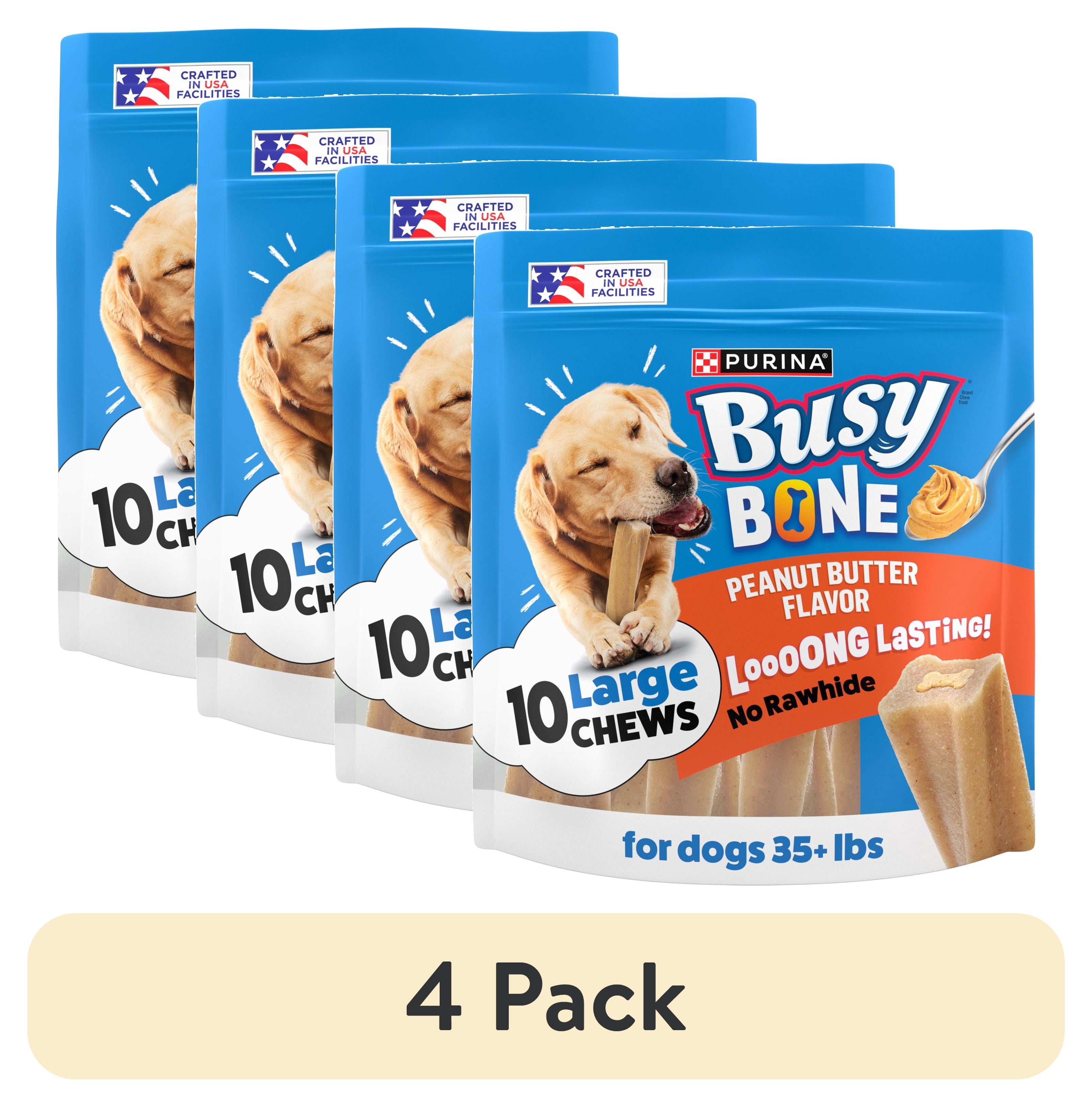 (4 pack) Purina Busy Bone Dog Treats, Peanut Butter Flavor Long-Lasting Chews for Small & Medium Dogs, 35 oz Pouch