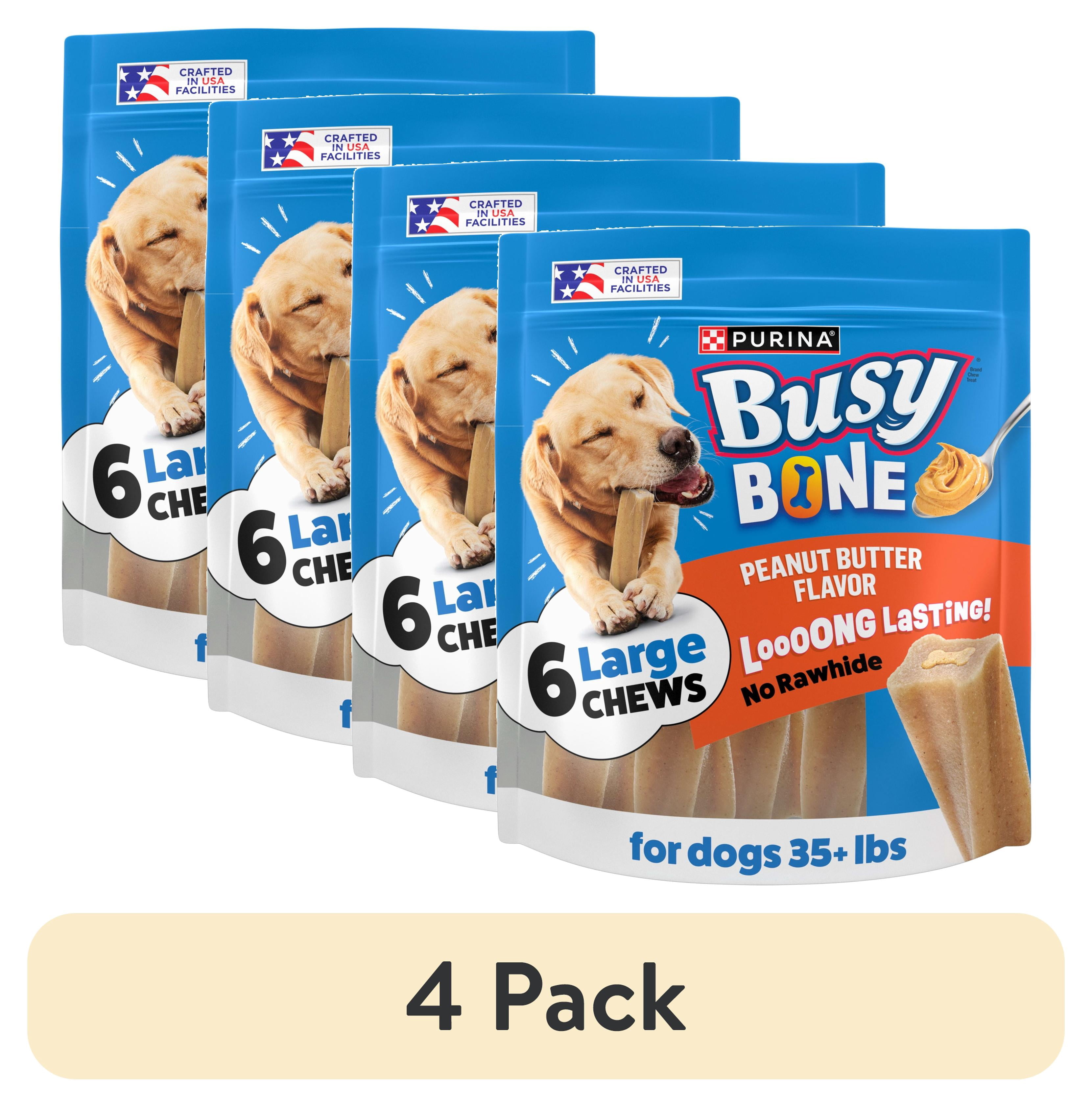 (4 pack) Purina Busy Bone , Long Lasting Small/Medium Breed Adult Dog Chews, Peanut Butter Flavor, 21 oz. Pouch