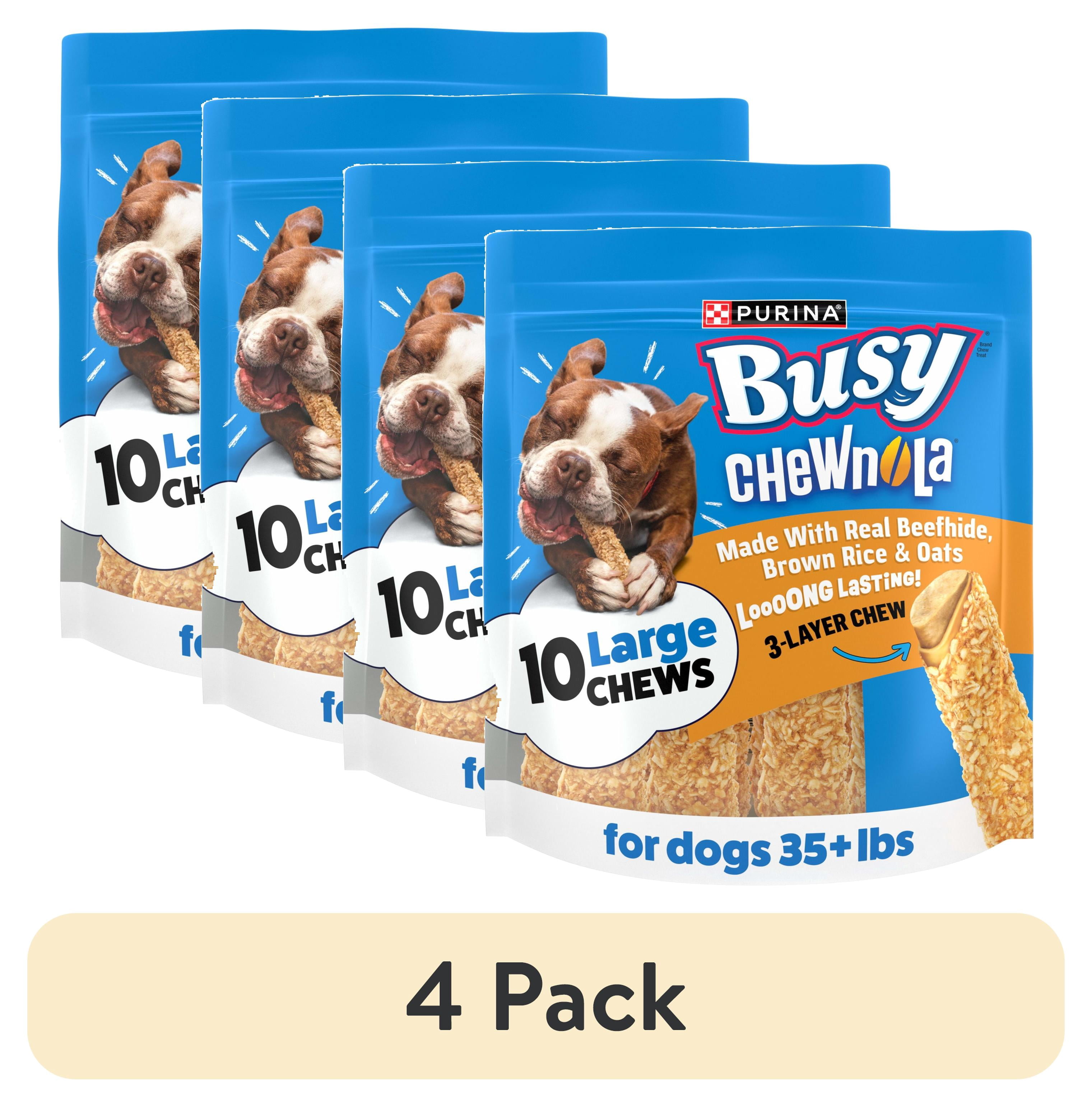 (4 pack) Purina Busy Chewnola Large Breed Beefhide Chews for Dogs, Long-Lasting Dog Snacks, 20 oz, 4 Pack