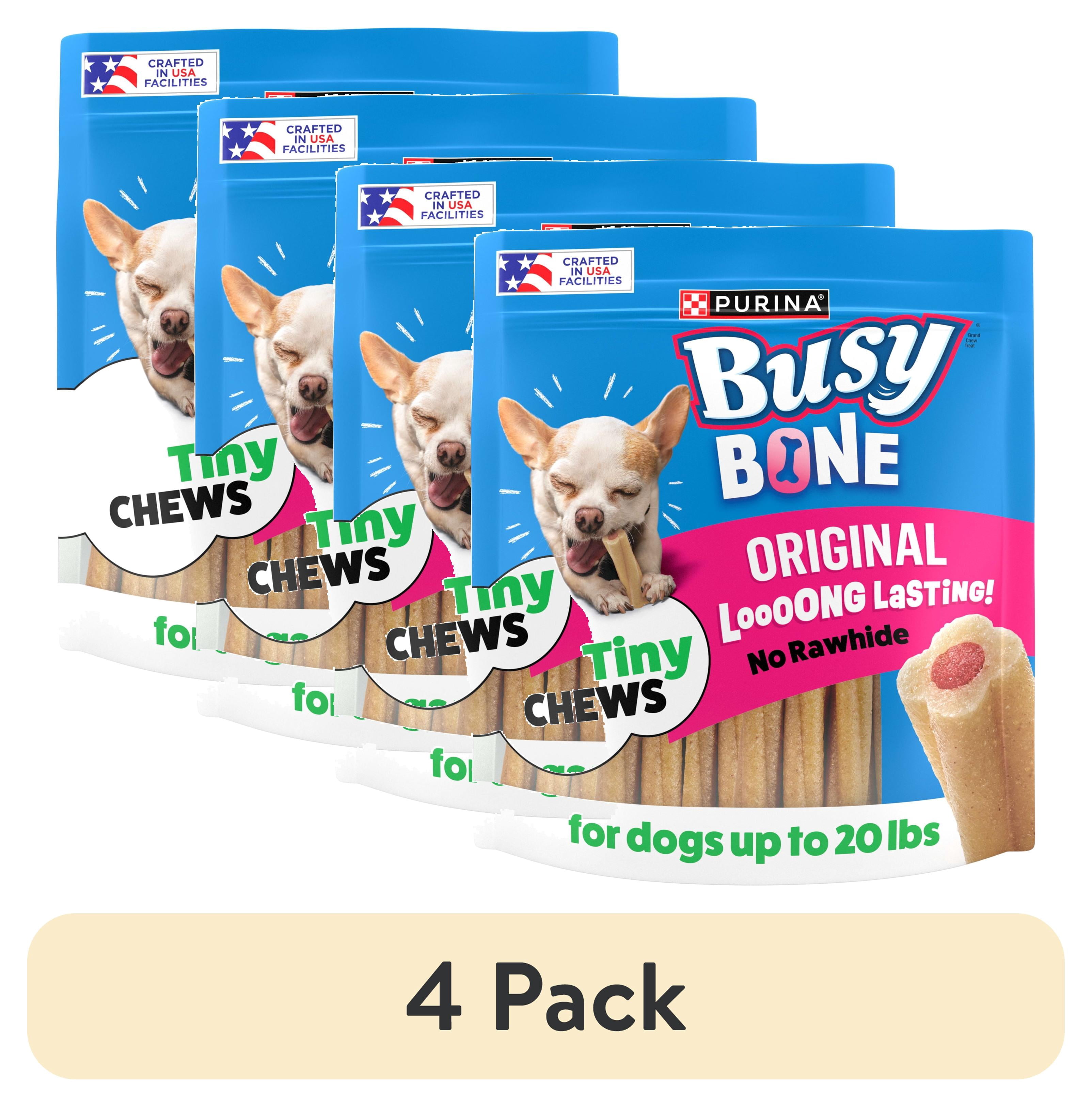(4 pack) Purina Busy Toy Breed Dog Bones, Tiny, 60 ct. Pouch