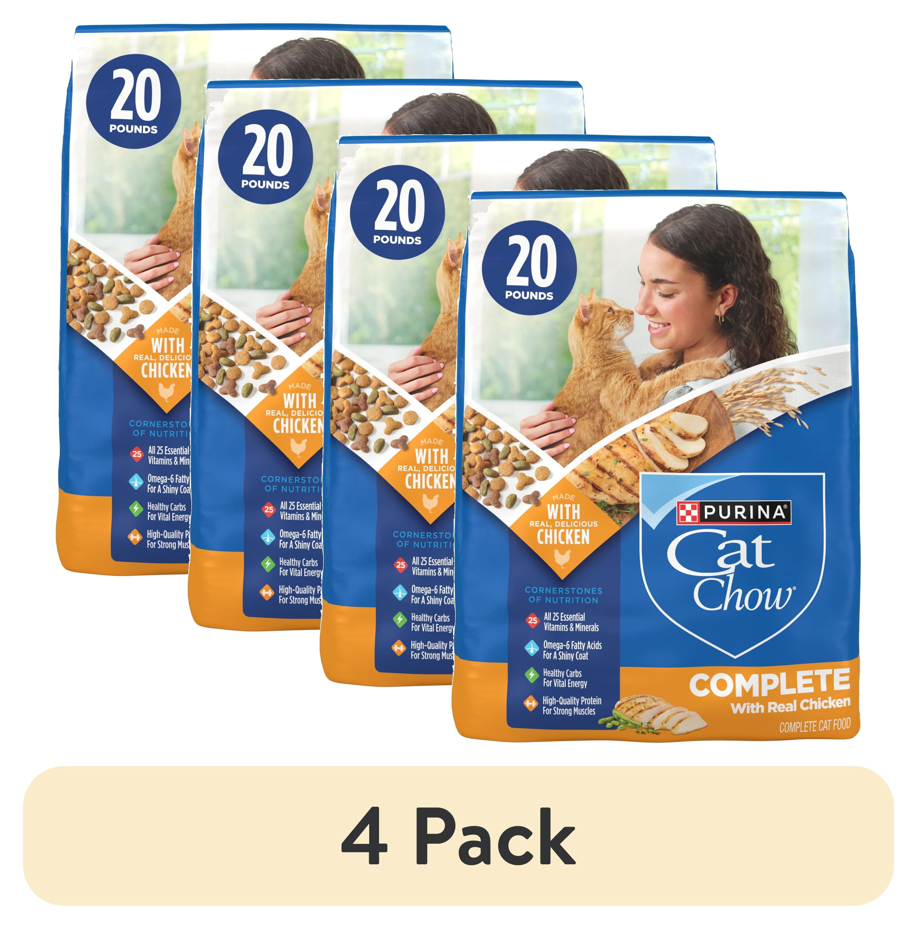 (4 pack) Purina Cat Chow Complete High Protein Dry Cat Food with Real Chicken, 20 lb Bag