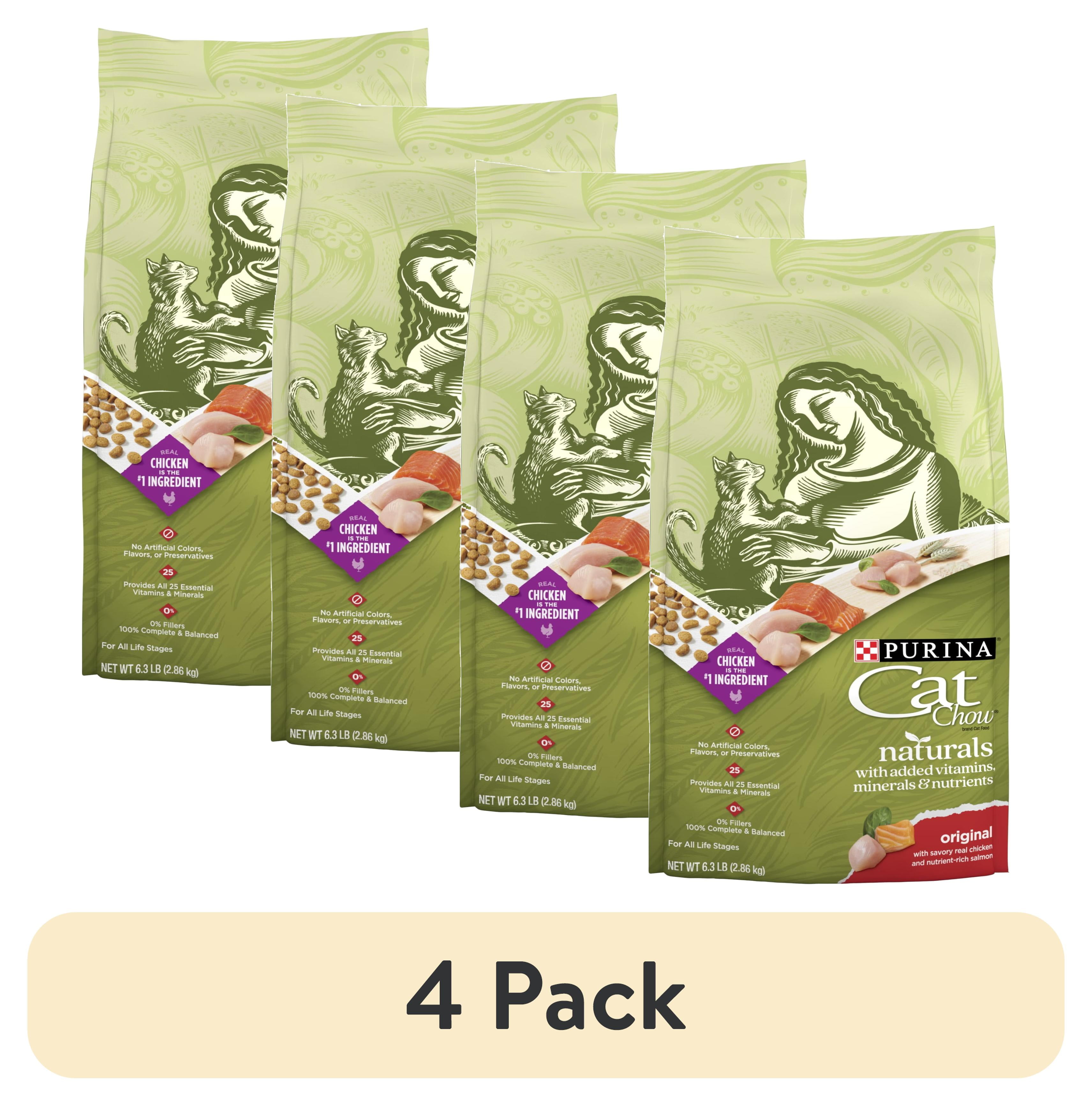 (4 pack) Purina Cat Chow Naturals, Dry Cat Food, Chicken & Salmon, 6.3 ...
