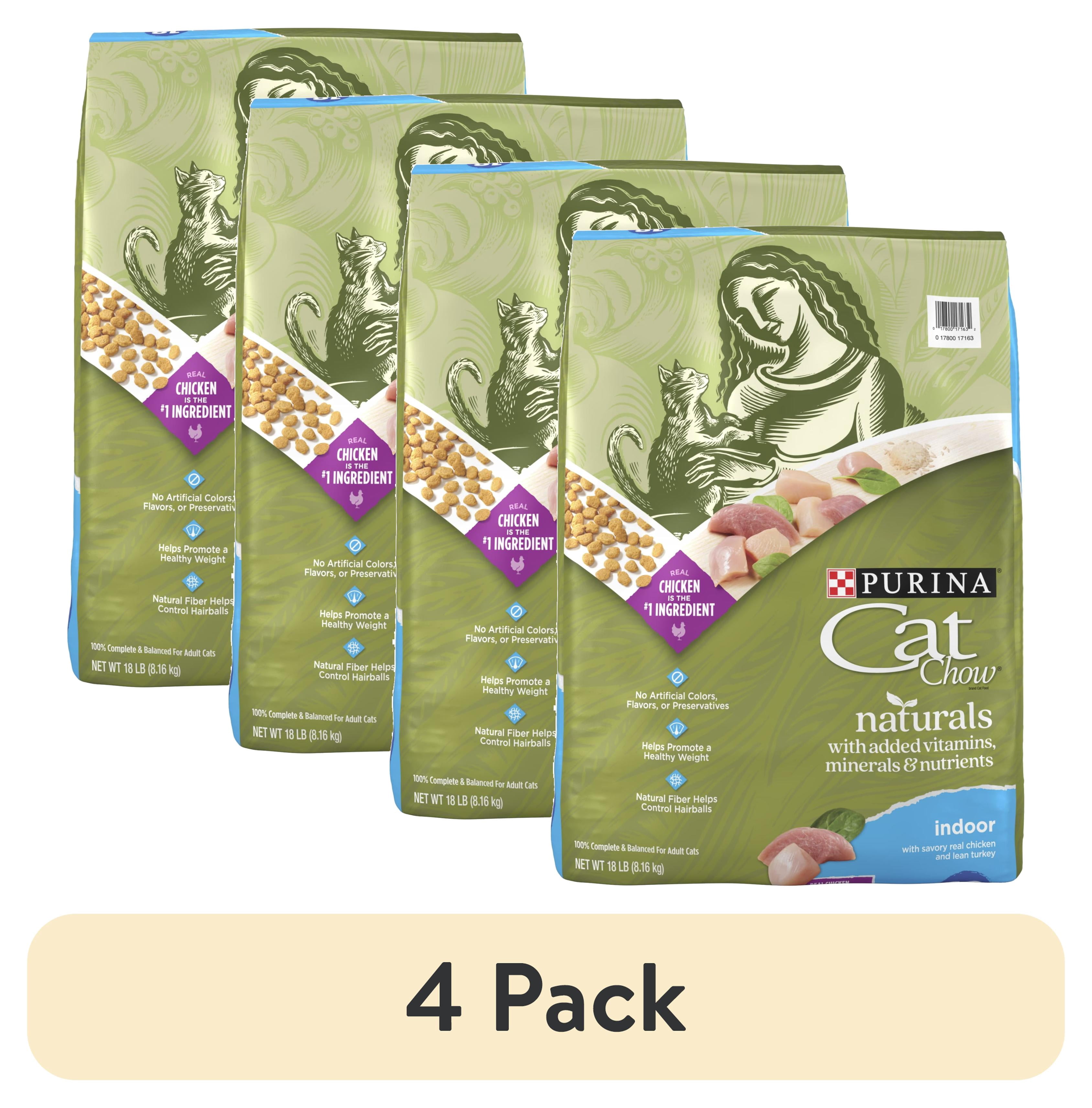 (4 pack) Purina Cat Chow Naturals, Indoor Dry Cat Food, Chicken & Turkey, 18 lb Bag