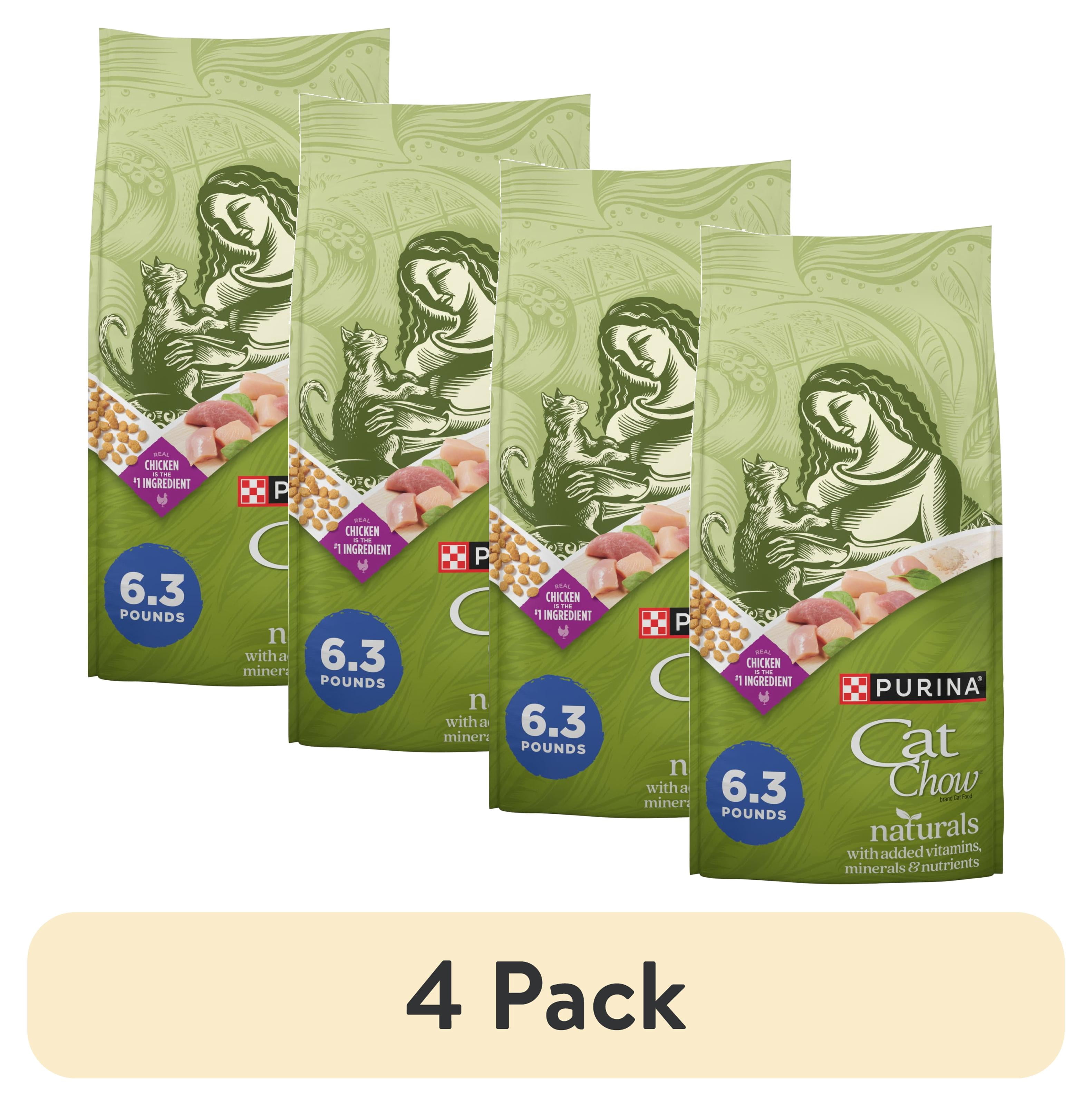 (4 pack) Purina Cat Chow Naturals, Indoor Dry Cat Food, Chicken & Turkey, 6.3 lb Bag