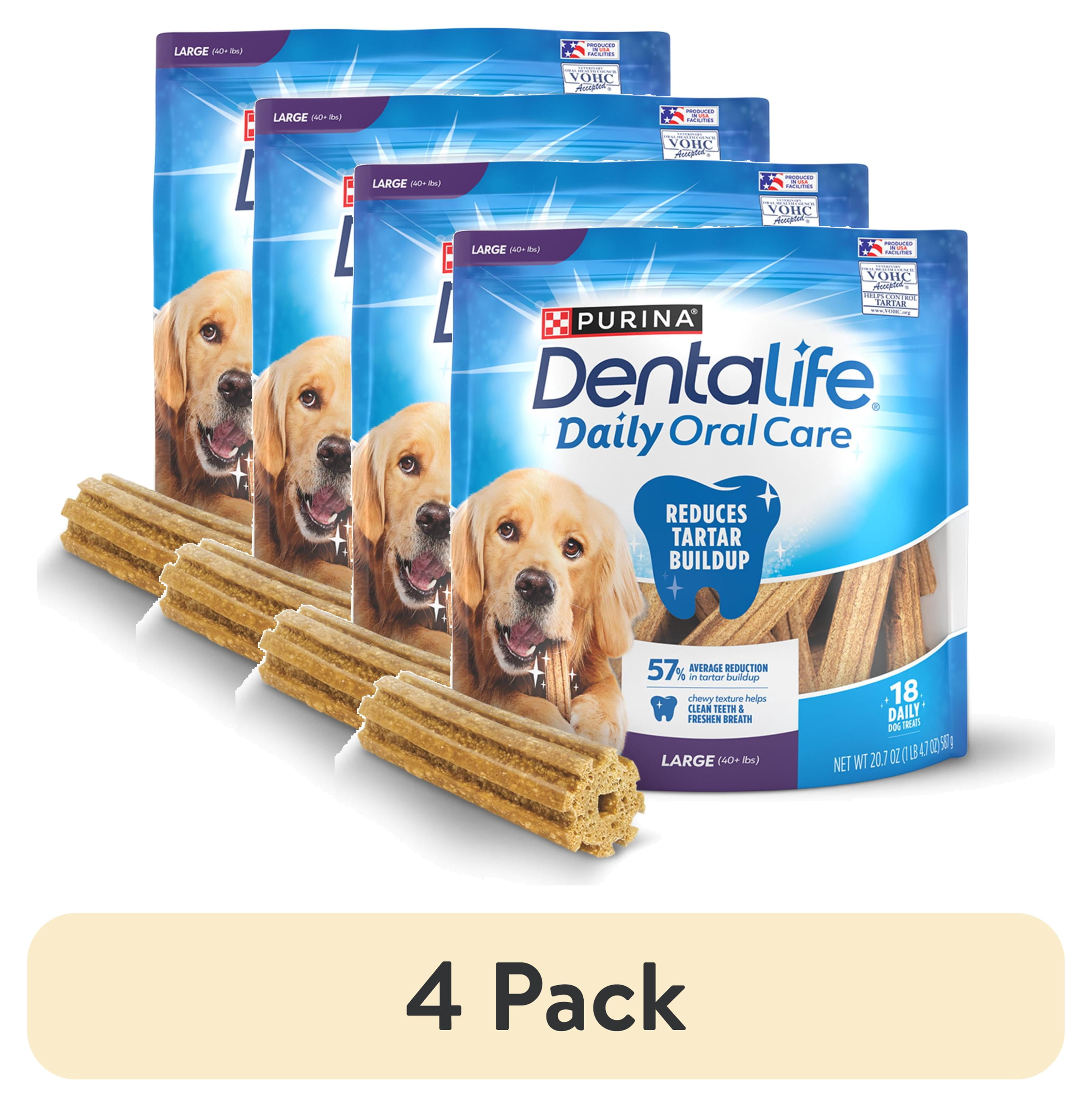 (4 pack) Purina DentaLife Daily Oral Care Large Dog Dental Treats with Chicken, 20.7 oz Pouch (18 Count)