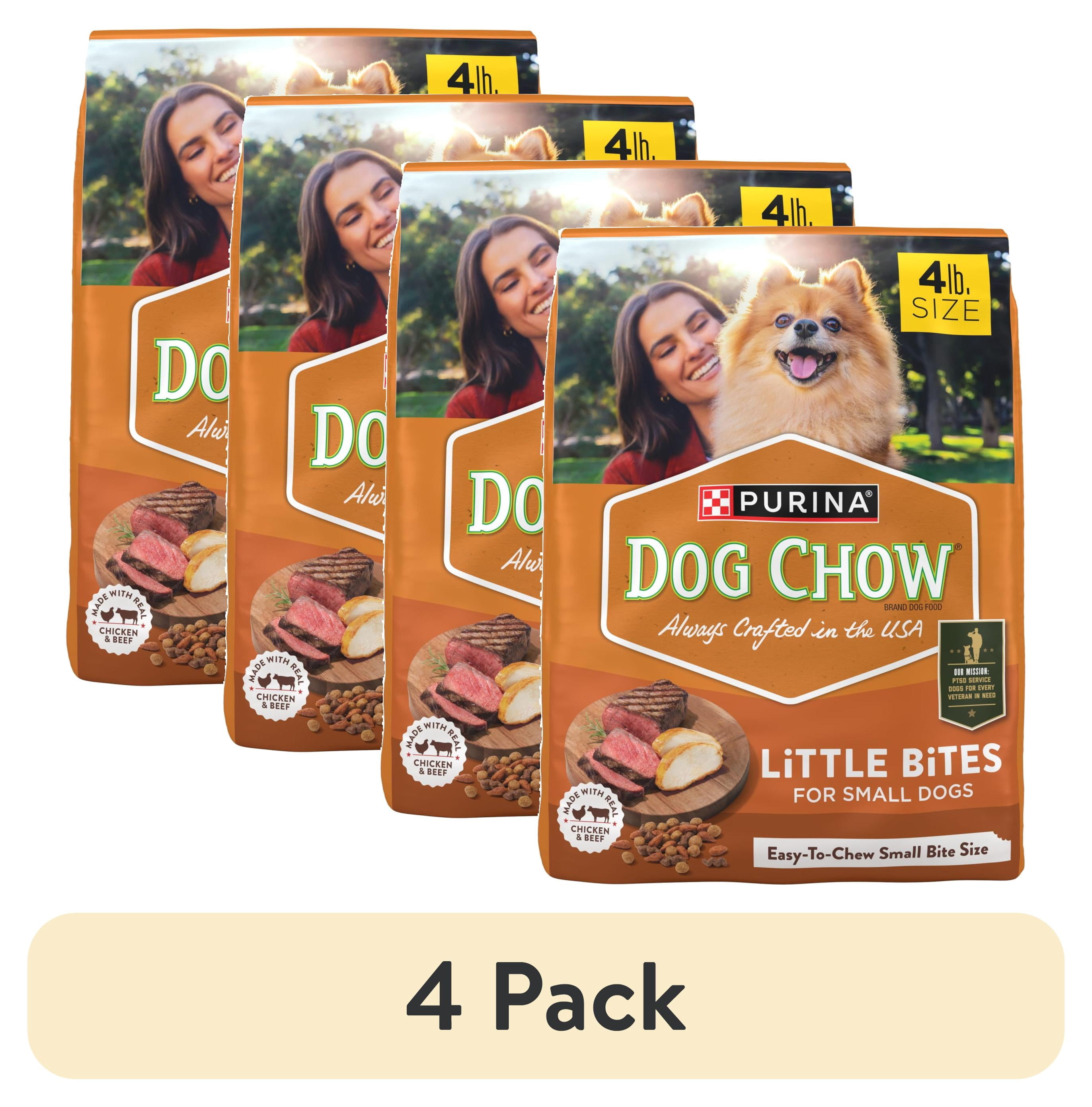 (4 pack) Purina Dog Chow Little Bites With Real Chicken And Beef Dry Dog Food Small Breed Recipe, 4 lb.