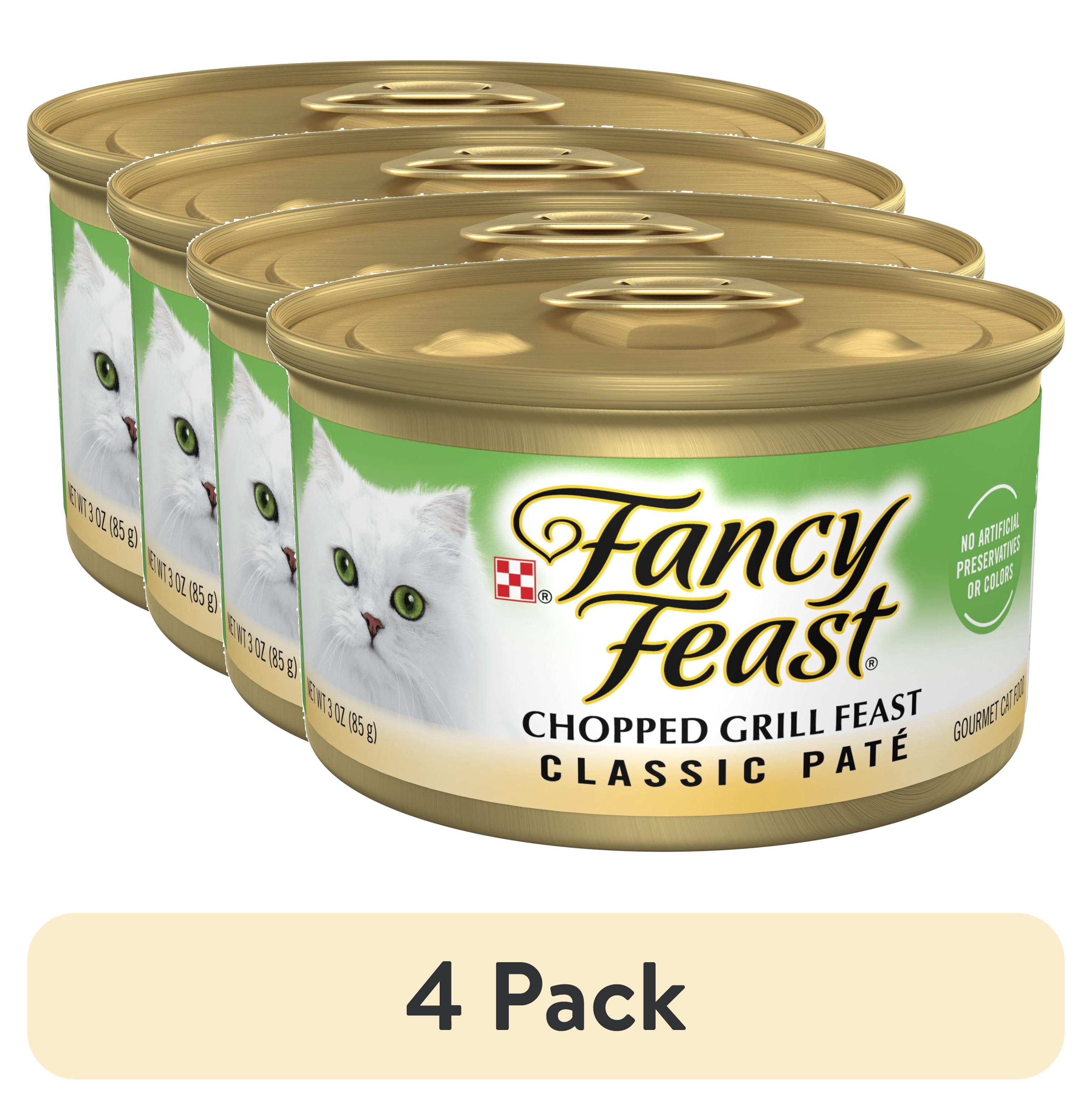 (4 pack) Purina Fancy Feast Chopped Grill Feast Classic Pate Wet Cat Food, 3 oz Can