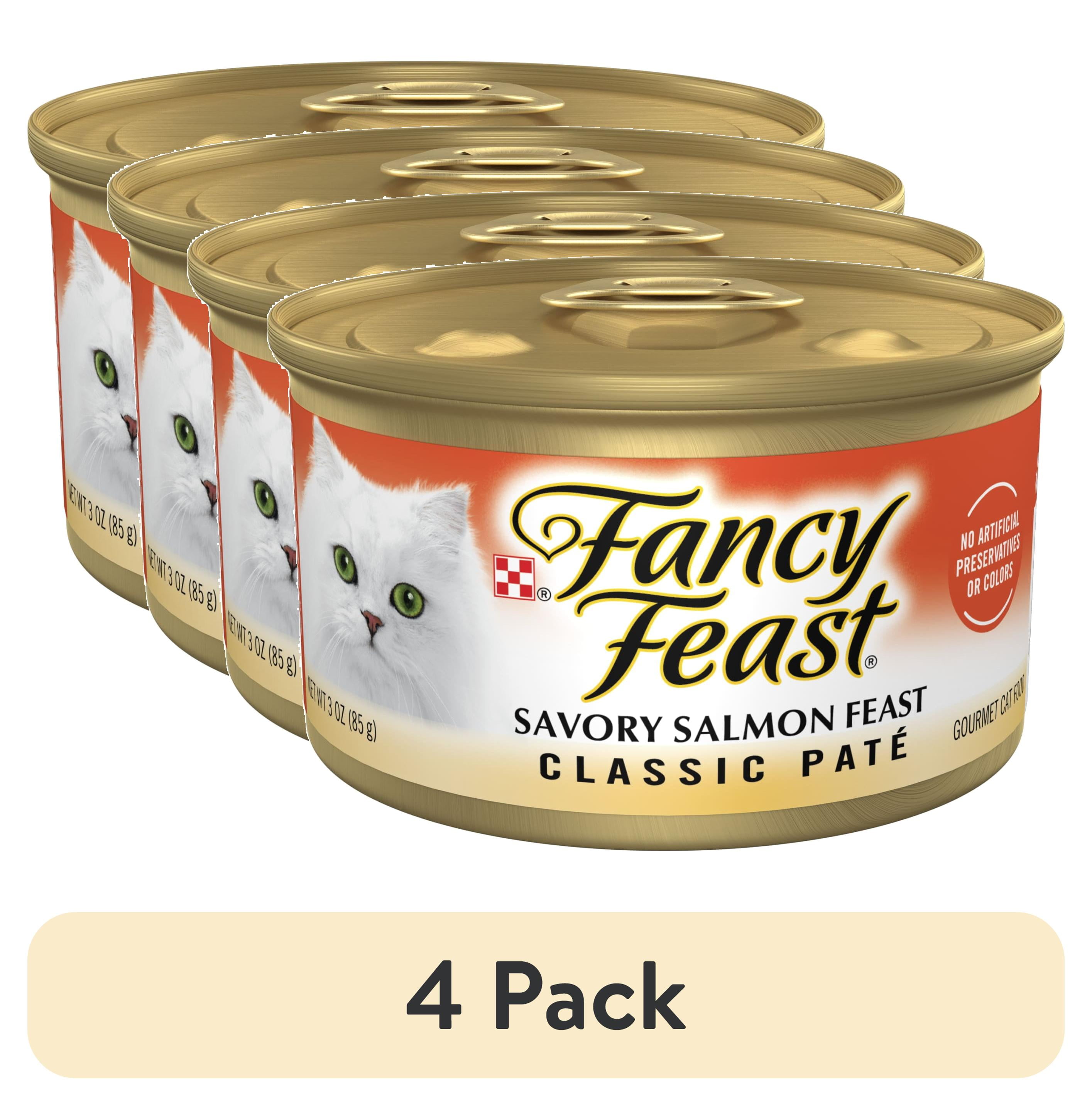 (4 pack) Purina Fancy Feast Classic Pate Kitten Food, Wet Cat Food, Savory Salmon Feast, 3 oz Can