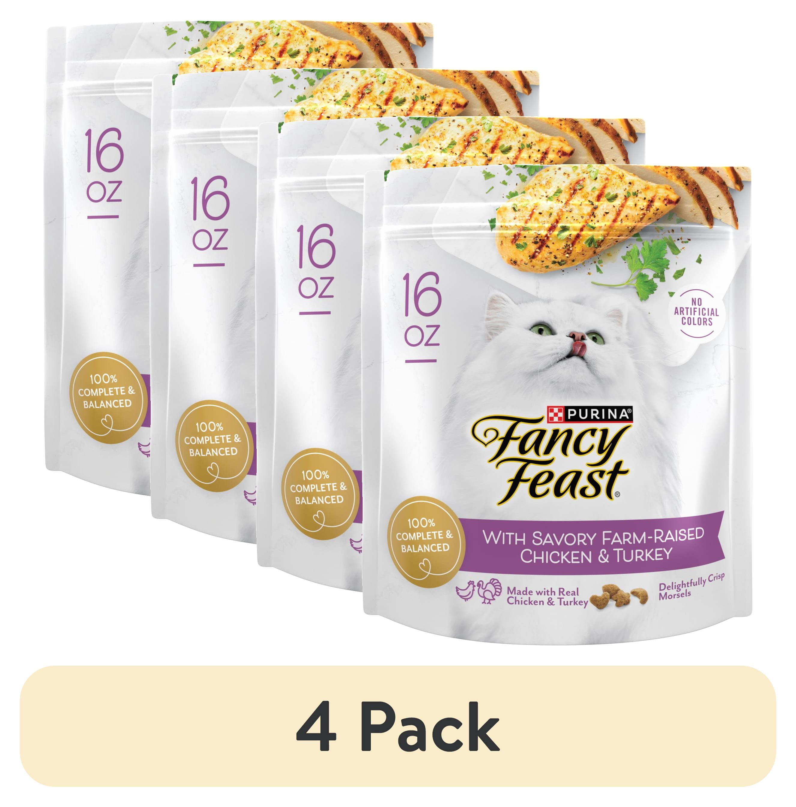 (4 pack) Purina Fancy Feast Dry Cat Food with Savory Farm-Raised Chicken and Turkey