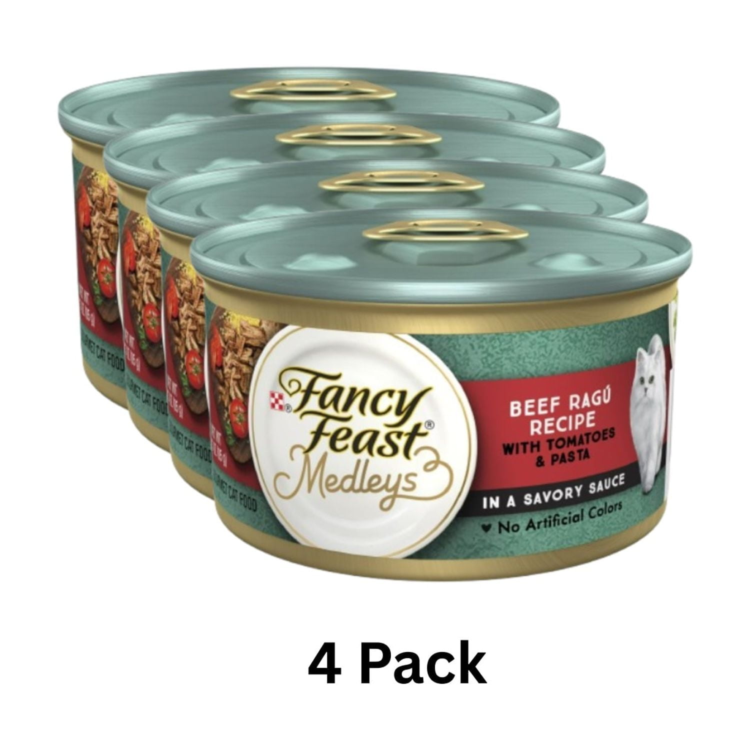 (4 pack) Purina Fancy Feast Medleys, Beef Ragu & Pasta Cat Food, 3 oz Can