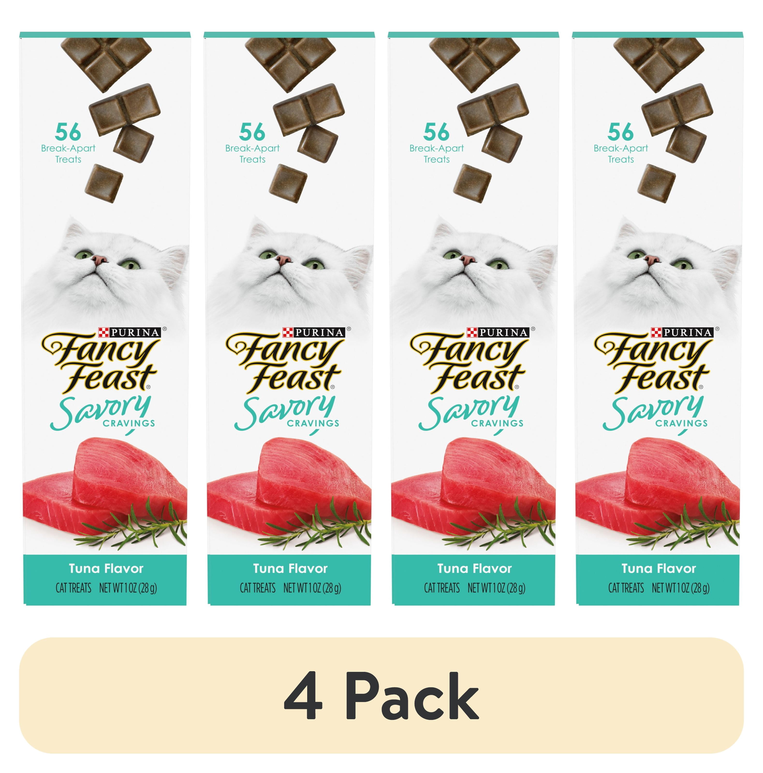 (4 pack) Purina Fancy Feast Savory Cravings, Soft Cat Treats, Tuna, 1 oz Box