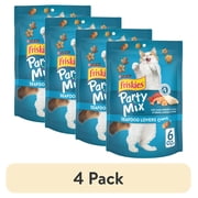 4 pack Purina Friskies Party Mix Seafood Lovers Crunch, Cat Treats, Scallop, Lobster, Shrimp, 6 oz Bag, 6 Pack