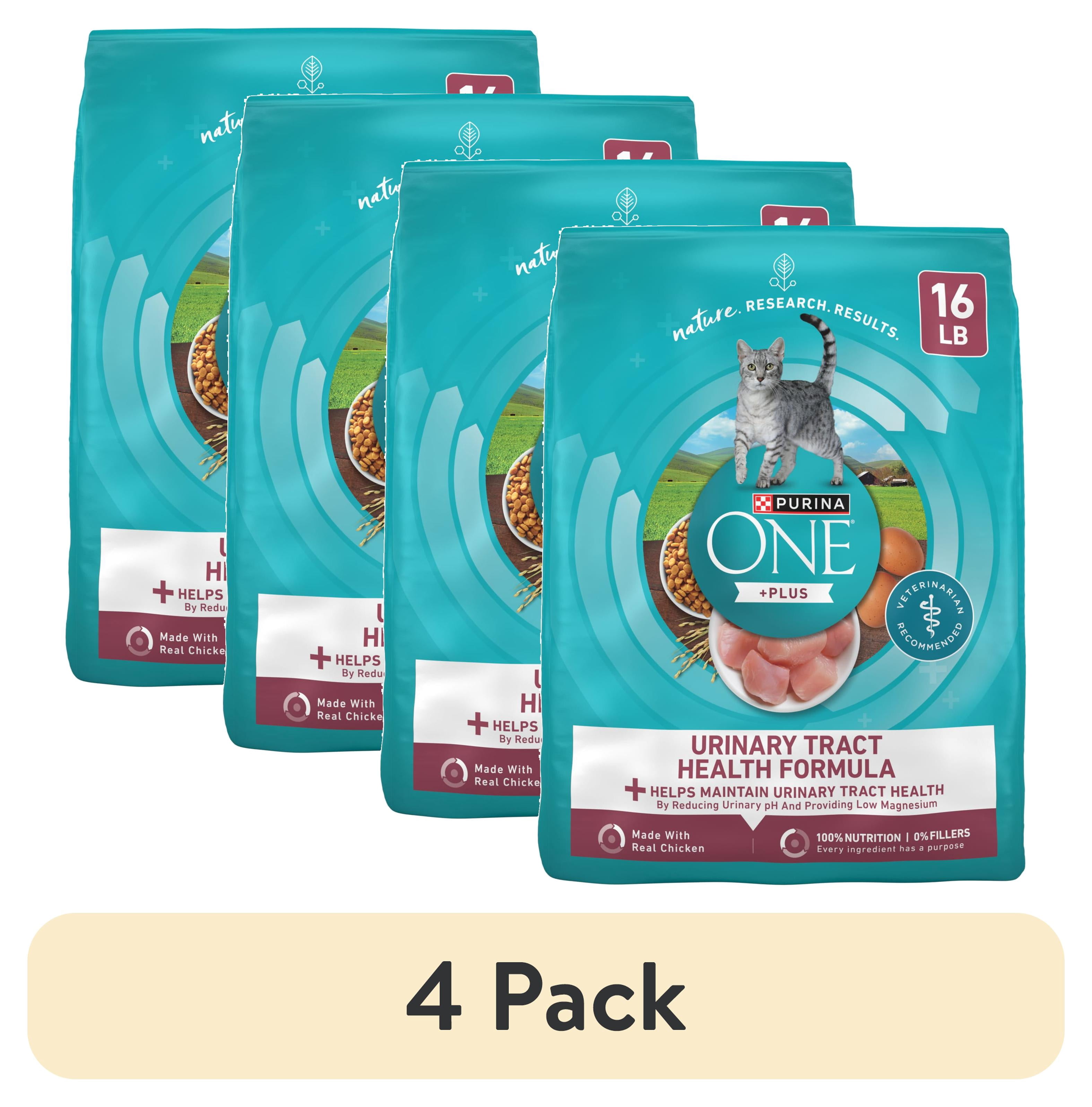 (4 pack) Purina ONE Plus, Urinary Tract Health Formula Dry Cat Food, Chicken, 16 lb Bag