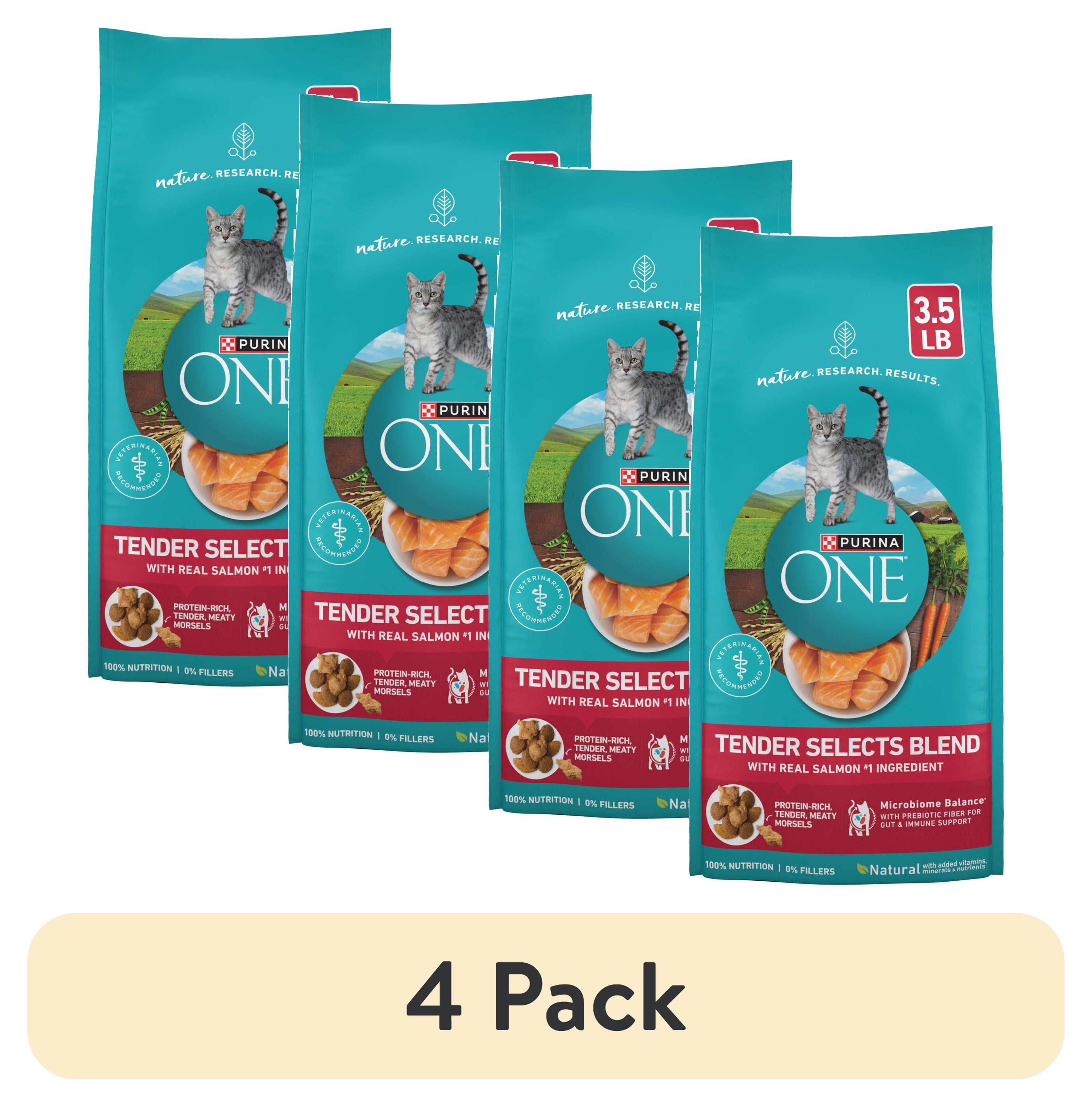 (4 pack) Purina ONE Tender Select Blends Dry Cat Food, Salmon, 3.5 lb Bag, 4 Pack