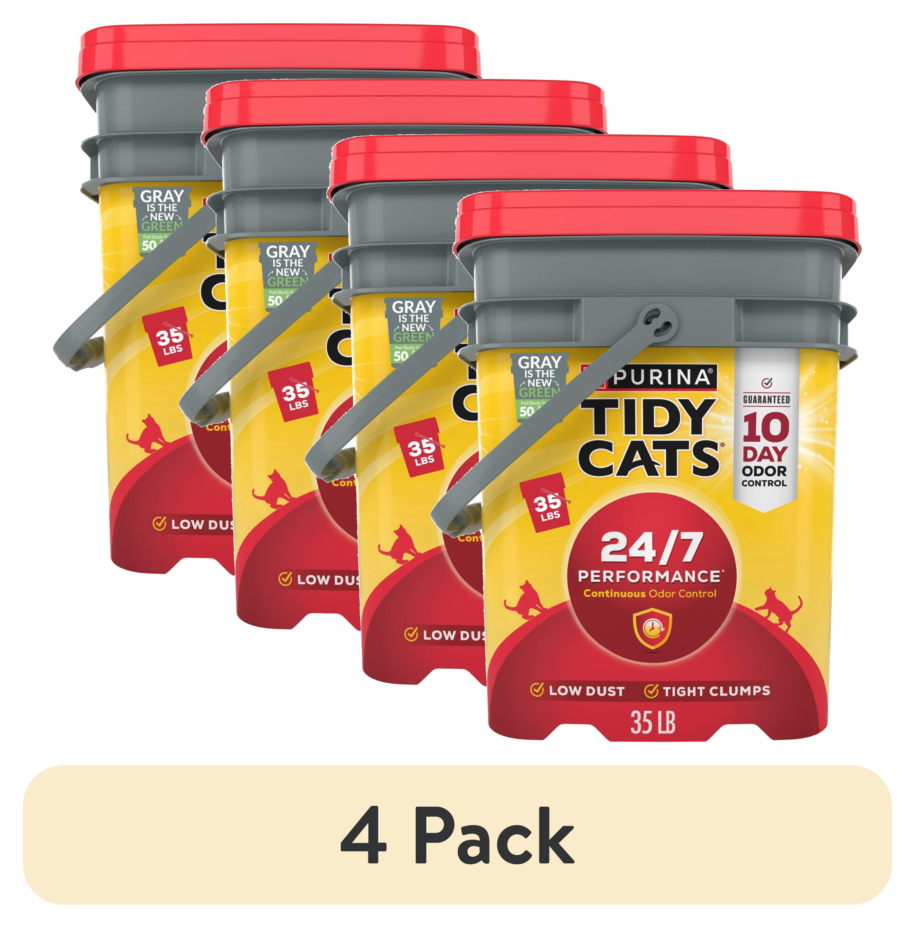 (4 pack) Purina Tidy Cats 24/7 Performance Clumping Cat Litter, Clean Linen Scent, 35 lb Pail