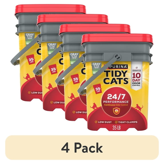 (4 pack) (4 pack) Purina Tidy Cats 24/7 Performance Clumping Cat Litter, Clean Linen Scent, 35 lb Pail