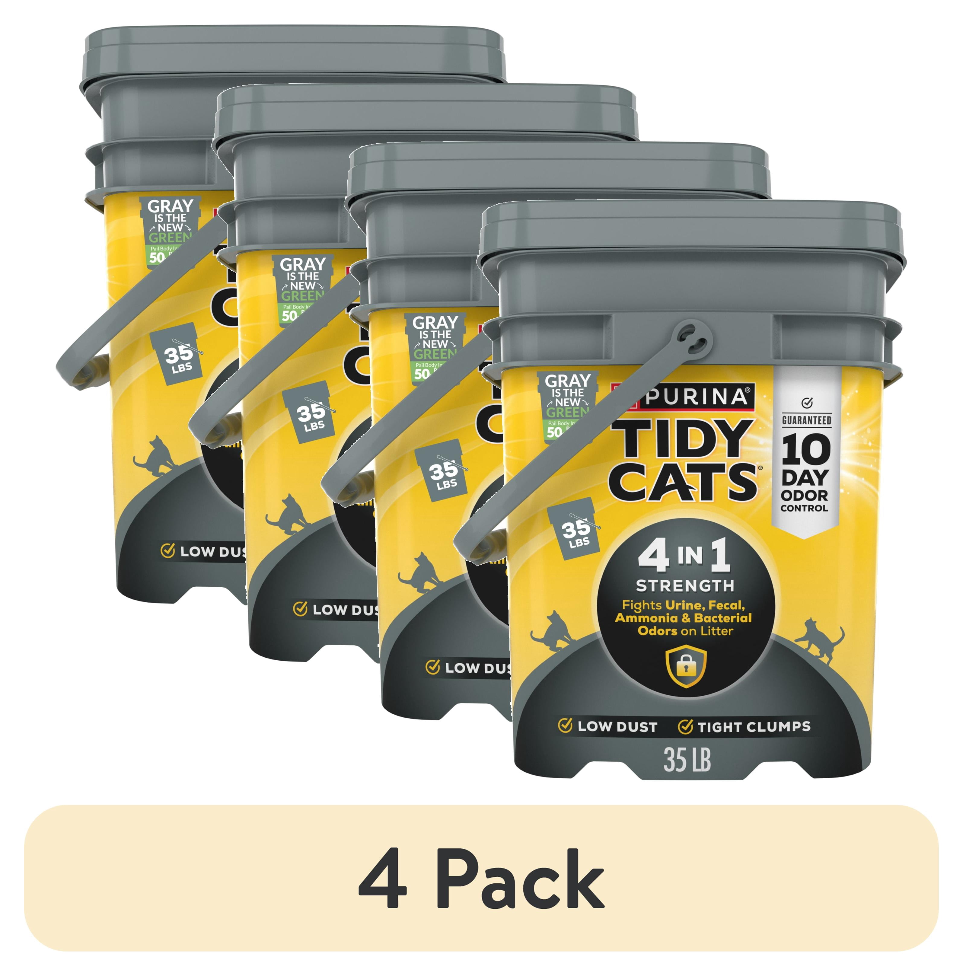 (4 pack) Purina Tidy Cats 4-In-1 Strength Clumping Cat Litter, Floral Scent, 35 lb Pail