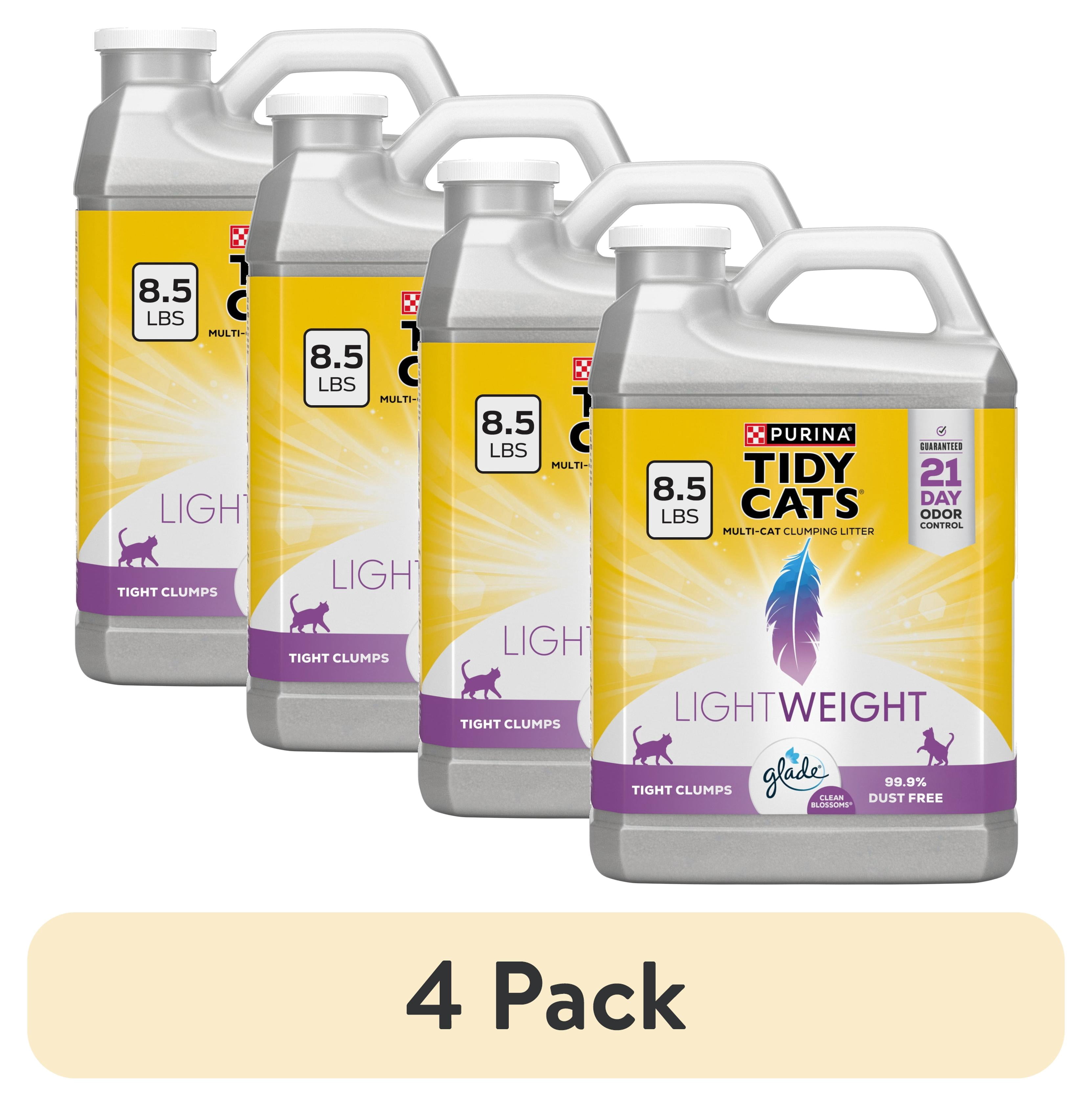 (4 pack) Purina Tidy Cats LightWeight Clumping Cat Litter, Glade Clean Blossoms Scent, 8.5 lb Jug