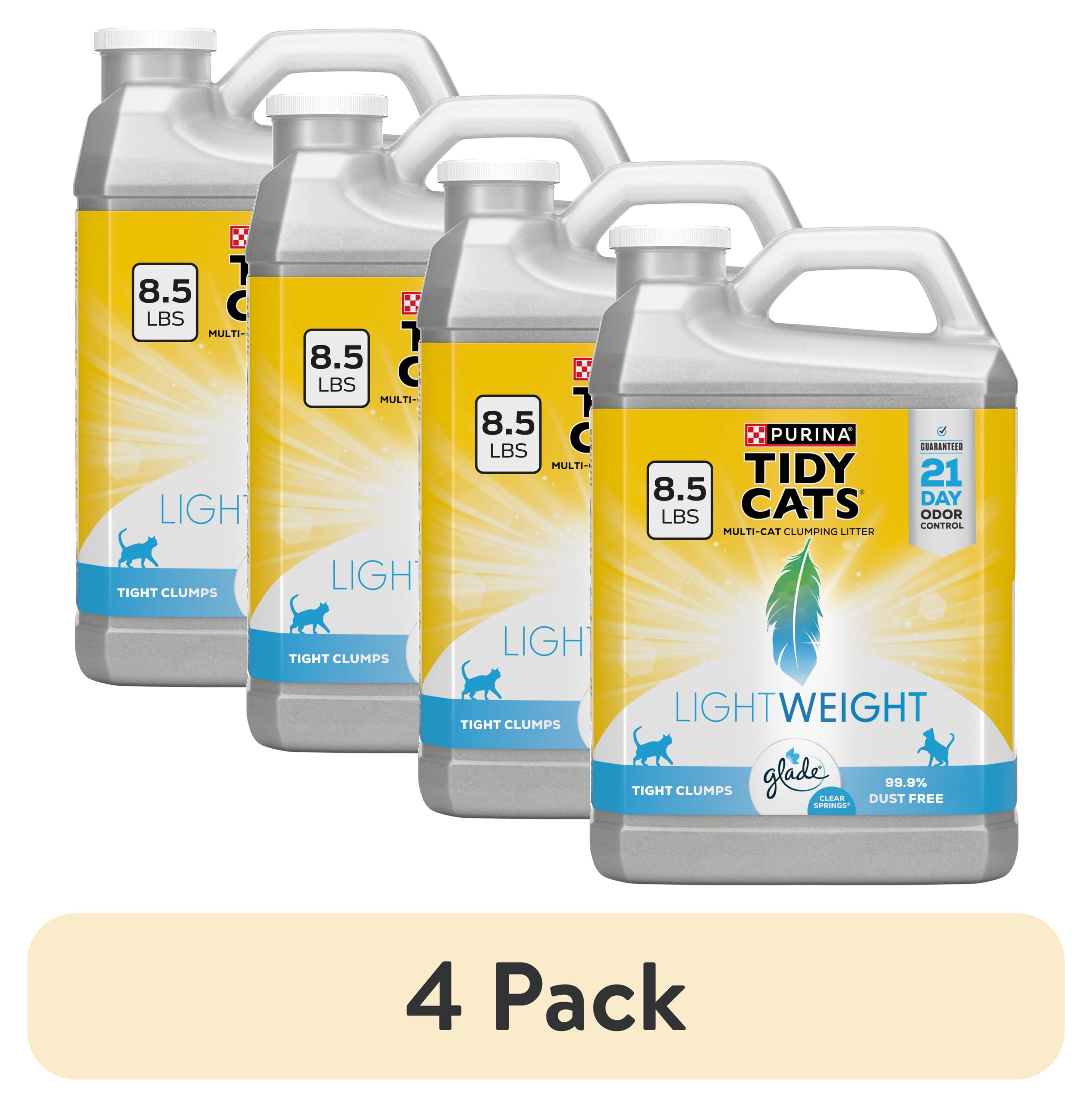 (4 pack) Purina Tidy Cats LightWeight Clumping Cat Litter, Glade Clear Springs Scent, 8.5 lb Jug